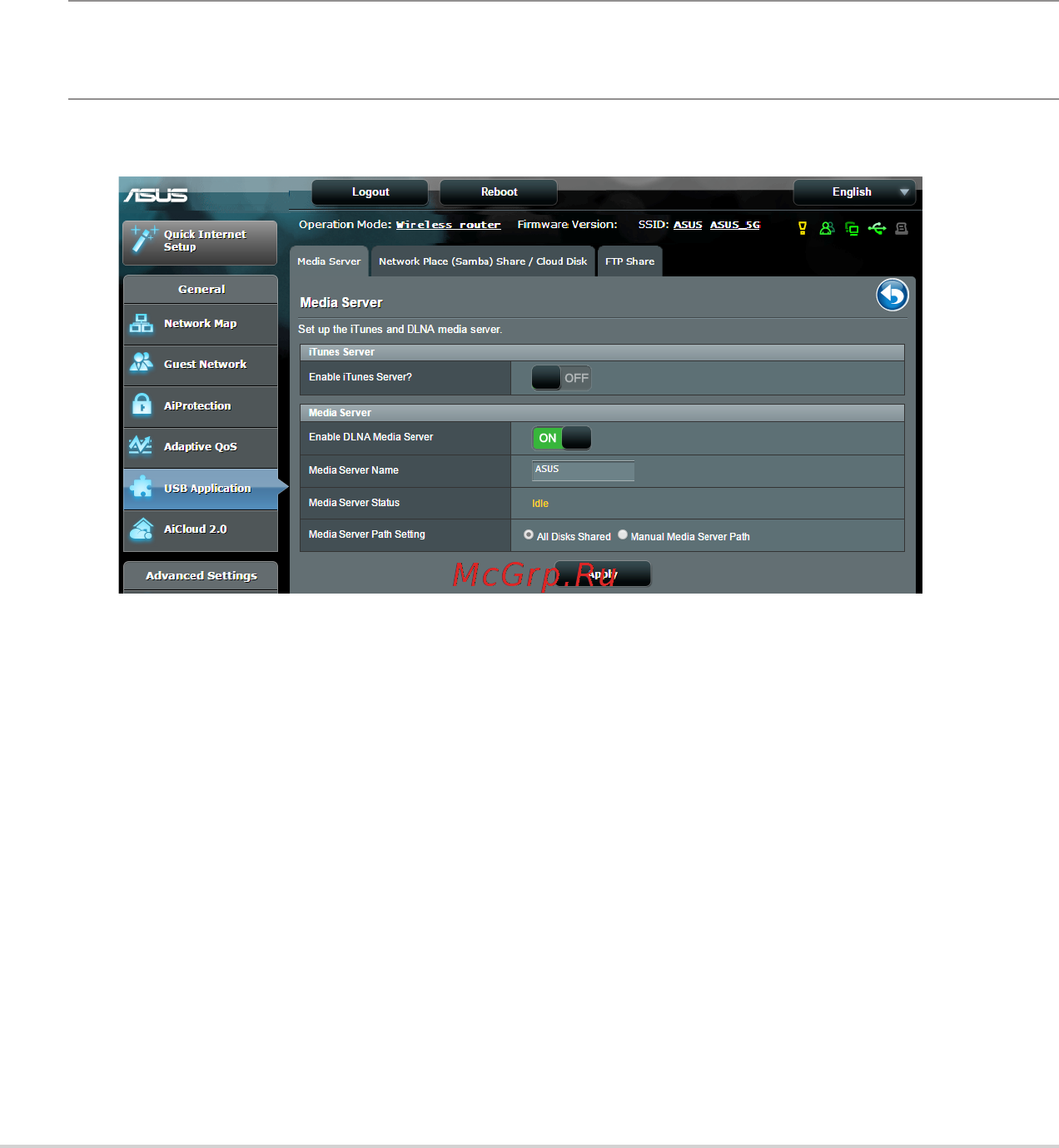 Asus rt-ac5300 [44/142] Using servers center