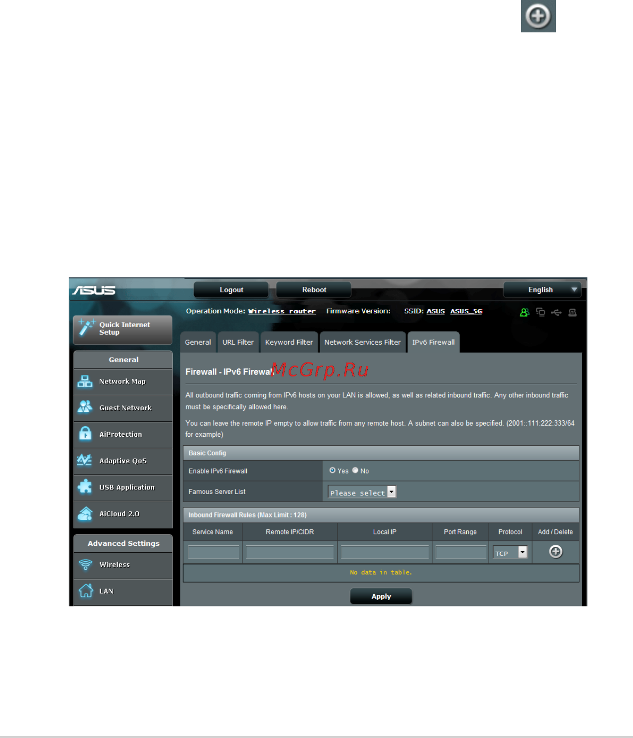Asus rt-ac5300 [88/142] Ipv6 firewall
