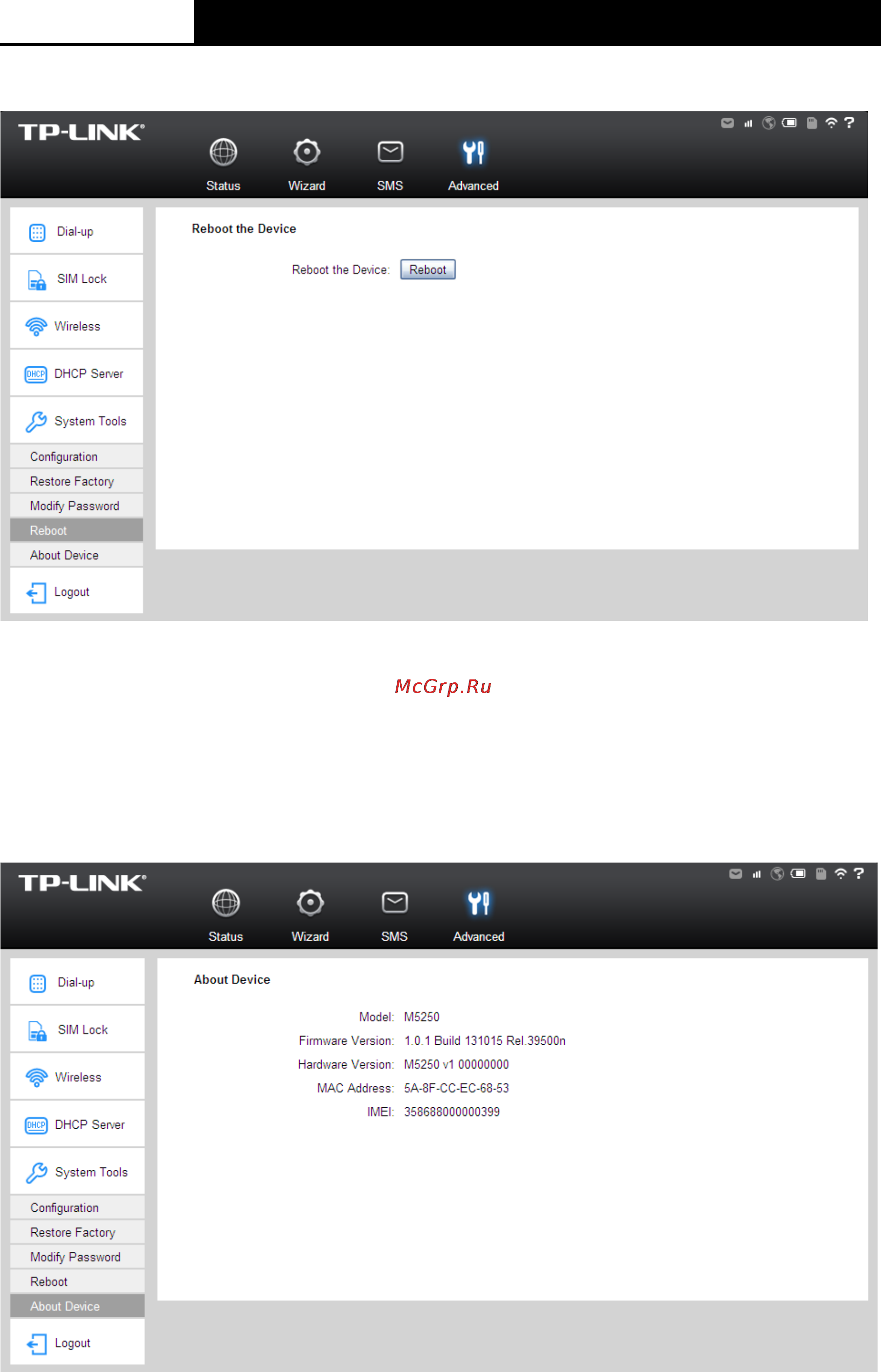 Tp-Link M5250 V1 [40/49] Reboot перезагрузка