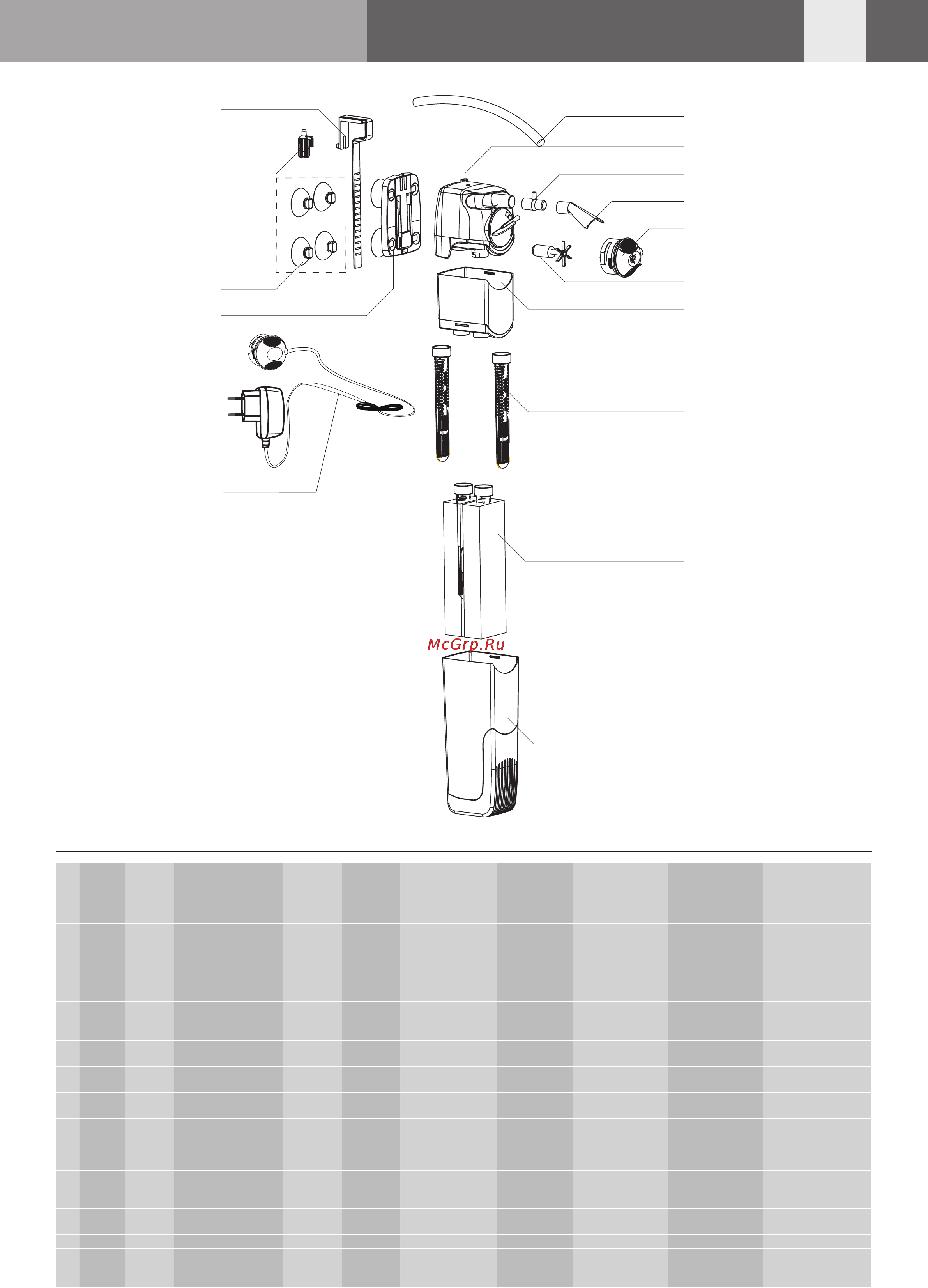 Aquael UNIFILTER 1000 UV Каталог запчастей онлайн