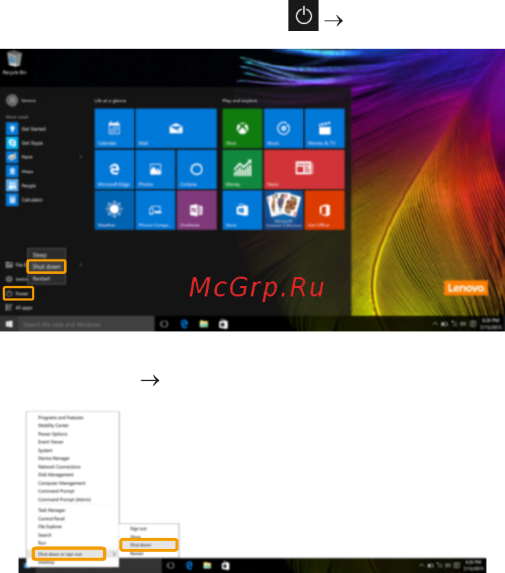 Lenovo ideapad 300-15ibr, 80m300nrrk [22/44] Выключение компьютера