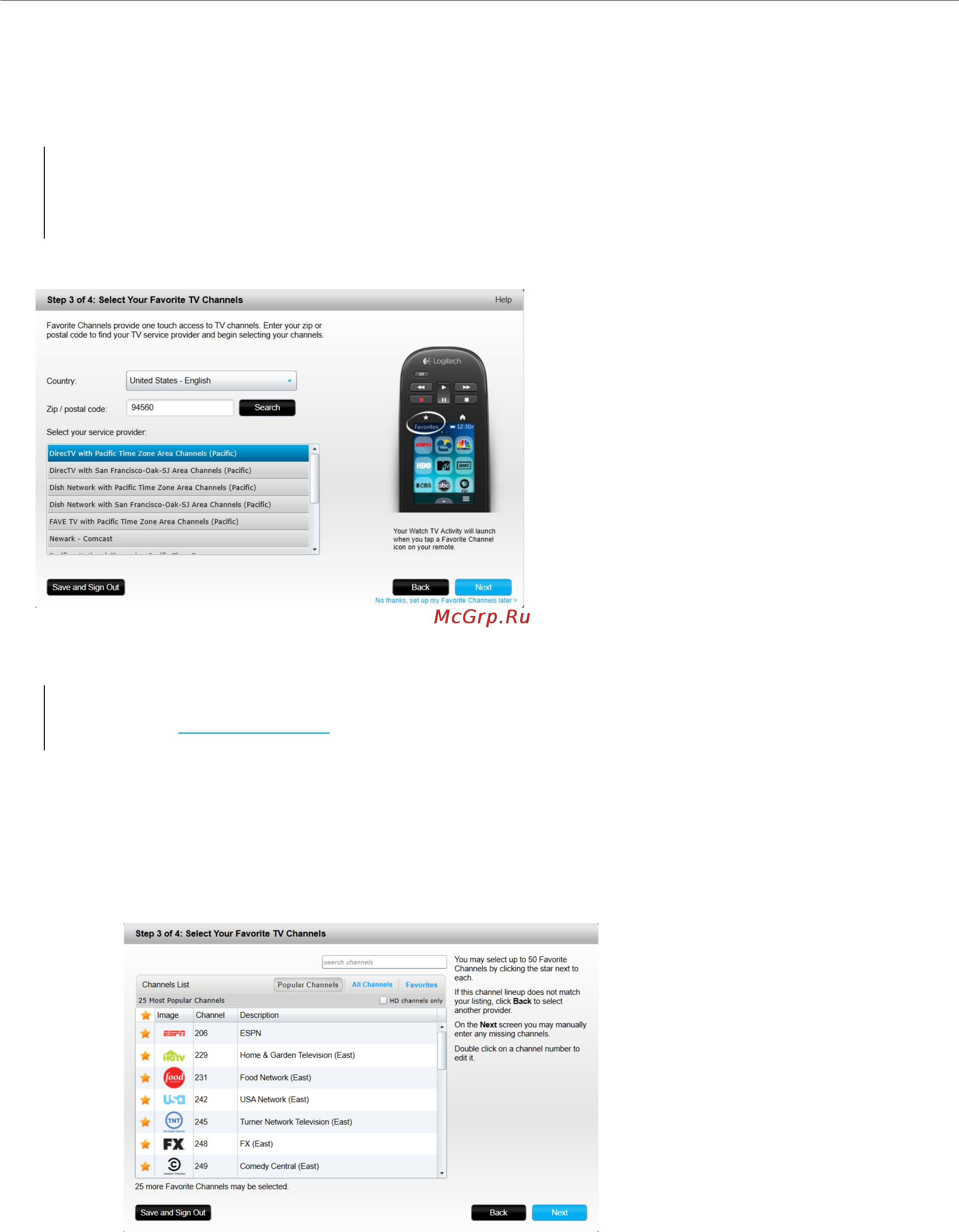 Logitech harmony touch [20/48] Setting up favorites