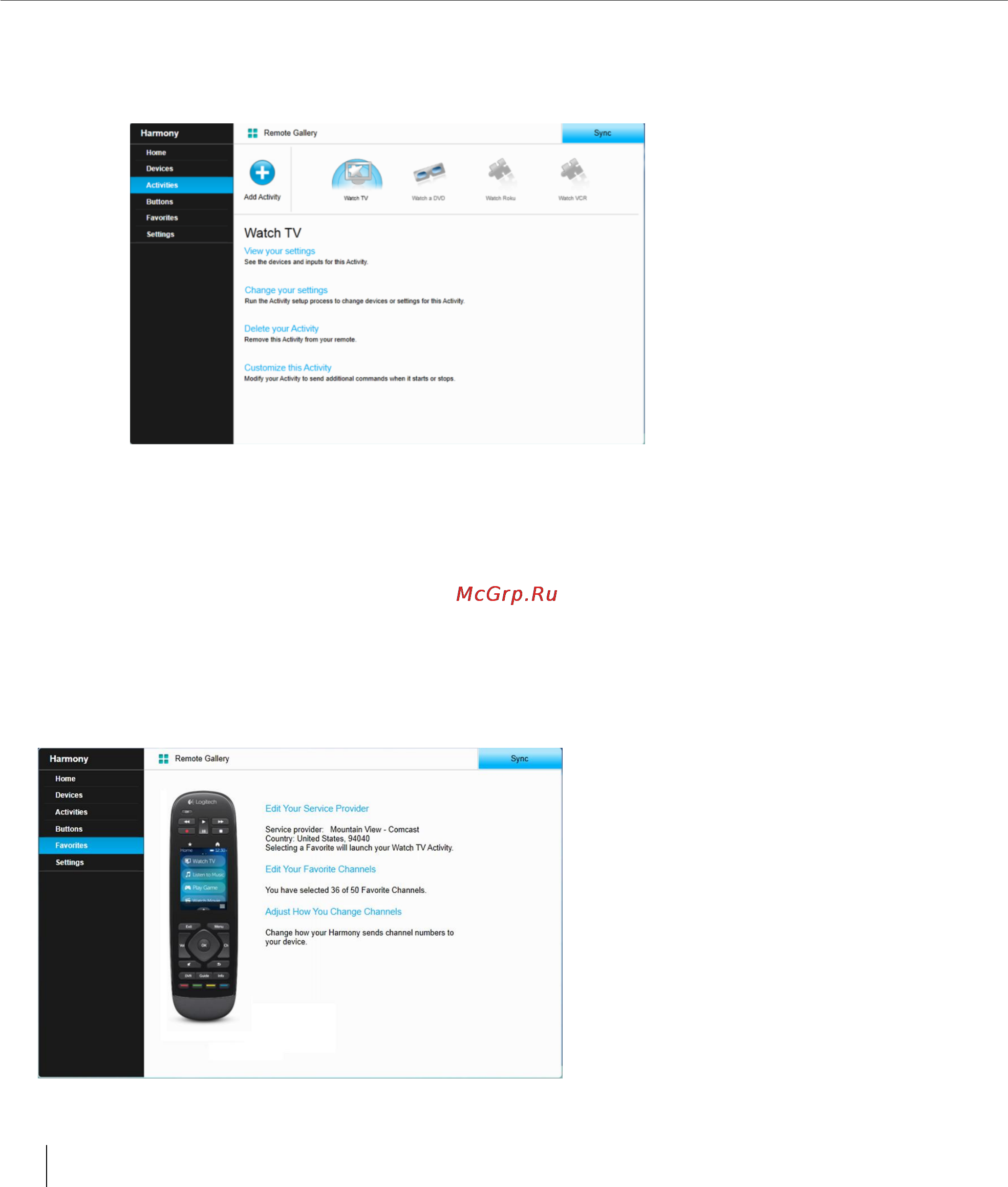 Logitech harmony touch [34/48] Managing your favorites