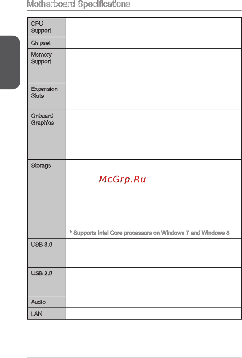 MSI h81m-e35 [12/188] Motherboard specifications