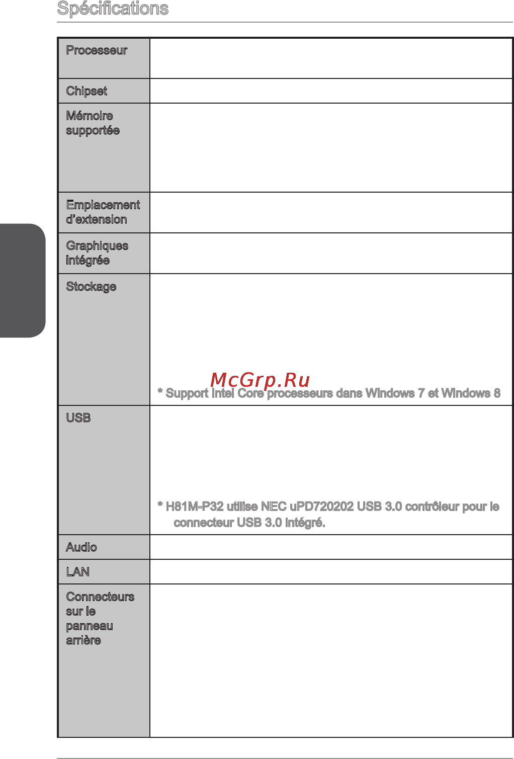 MSI b85m-p32 [56/186] Spécifications
