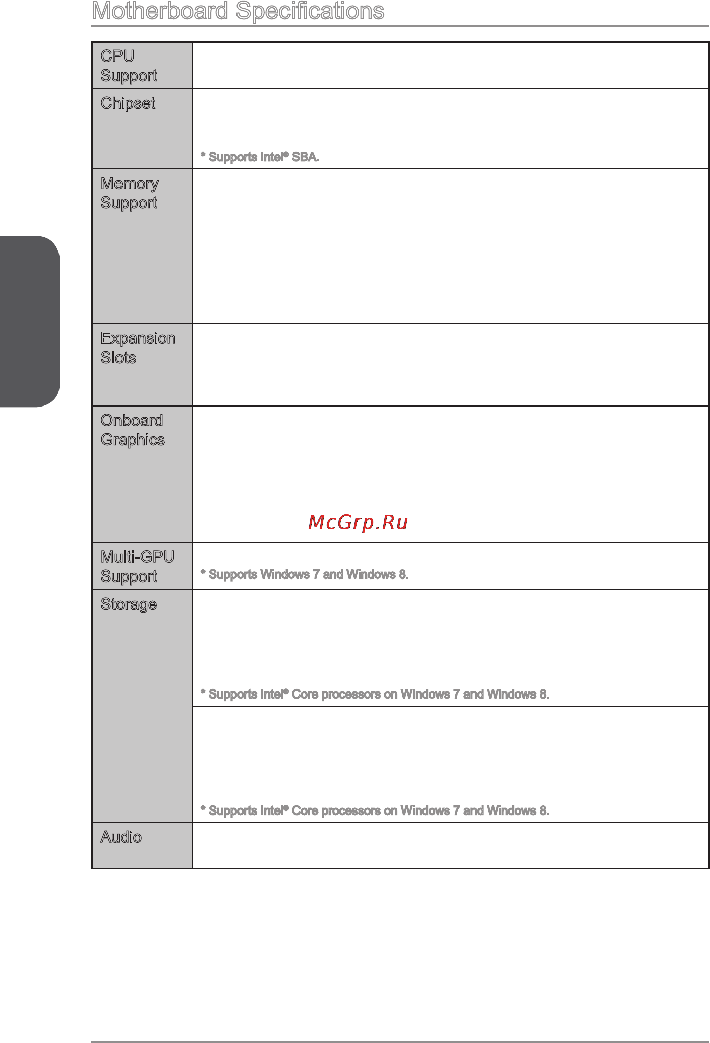 MSI z87-g43 [14/178] Motherboard specifications