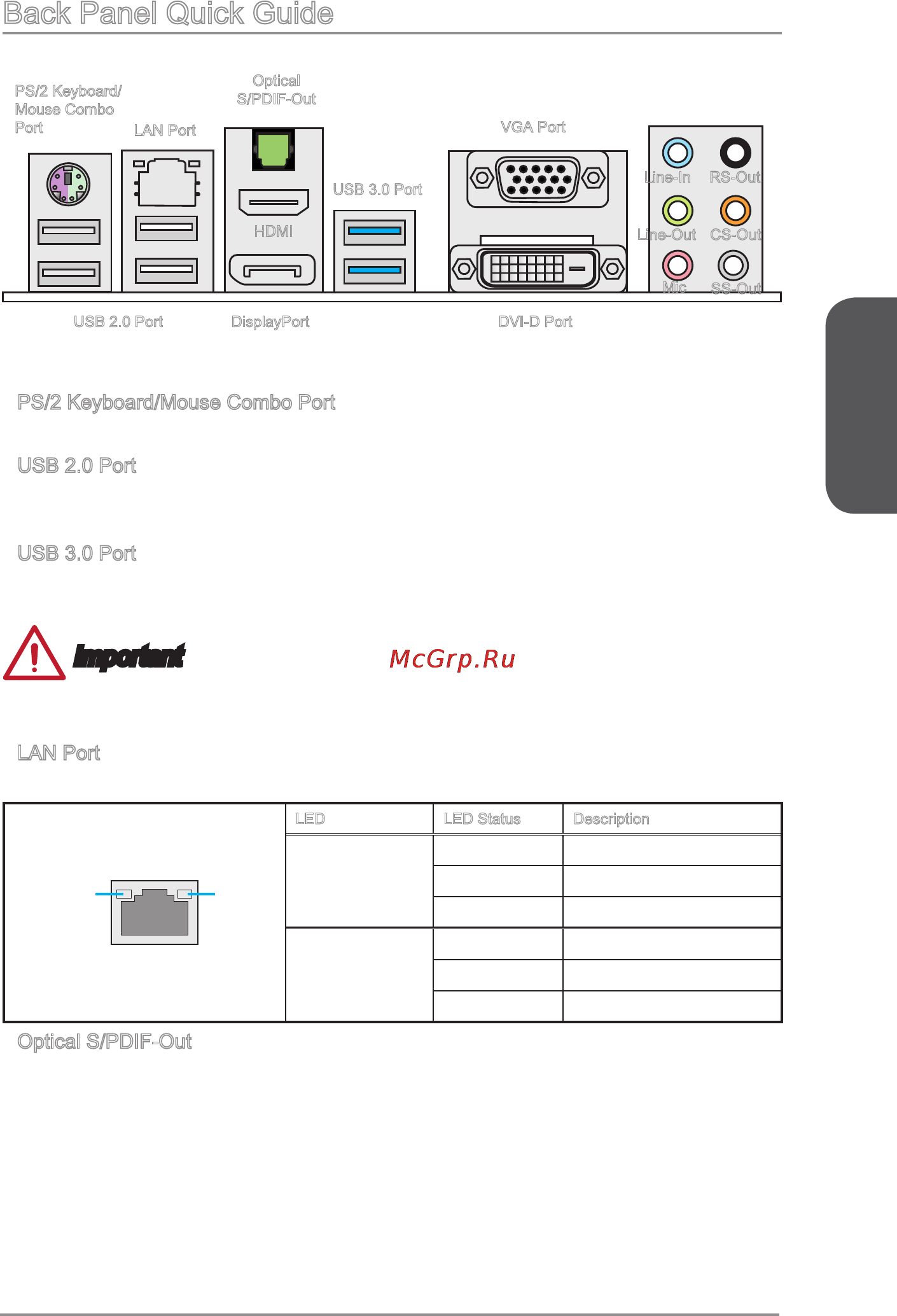 MSI b85m-g43 [19/178] Back panel quick guide