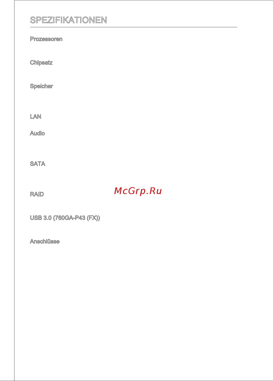 MSI 760ga-p43 (fx) [72/171] Spezifikationen
