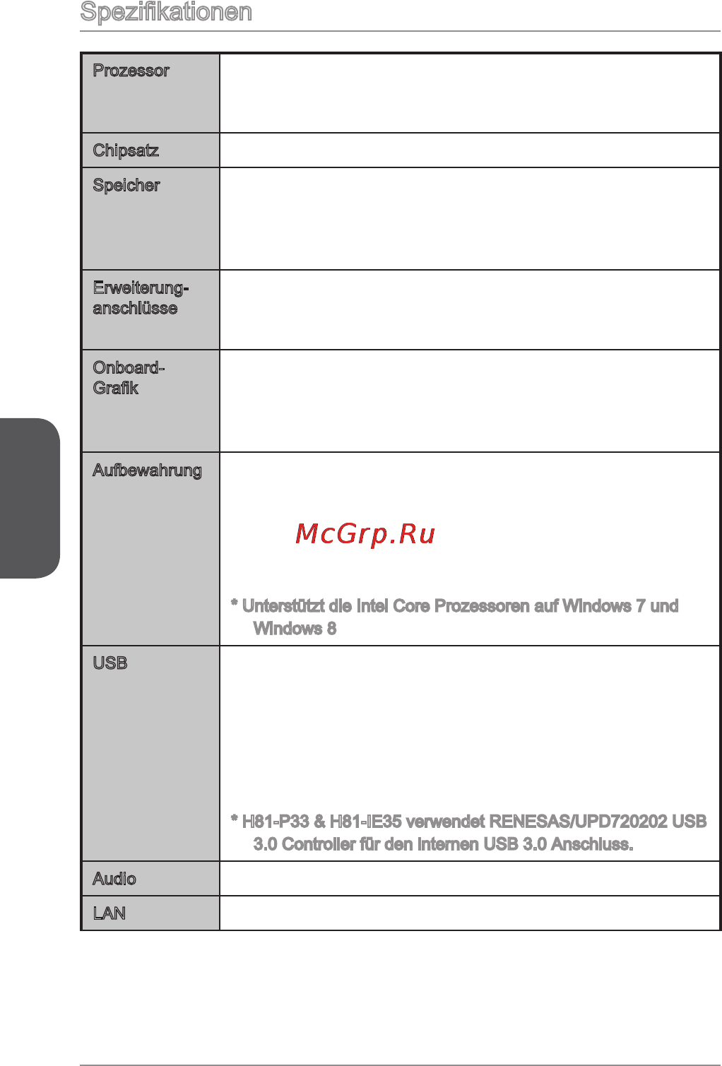 MSI h81-p33 [78/190] Spezifikationen