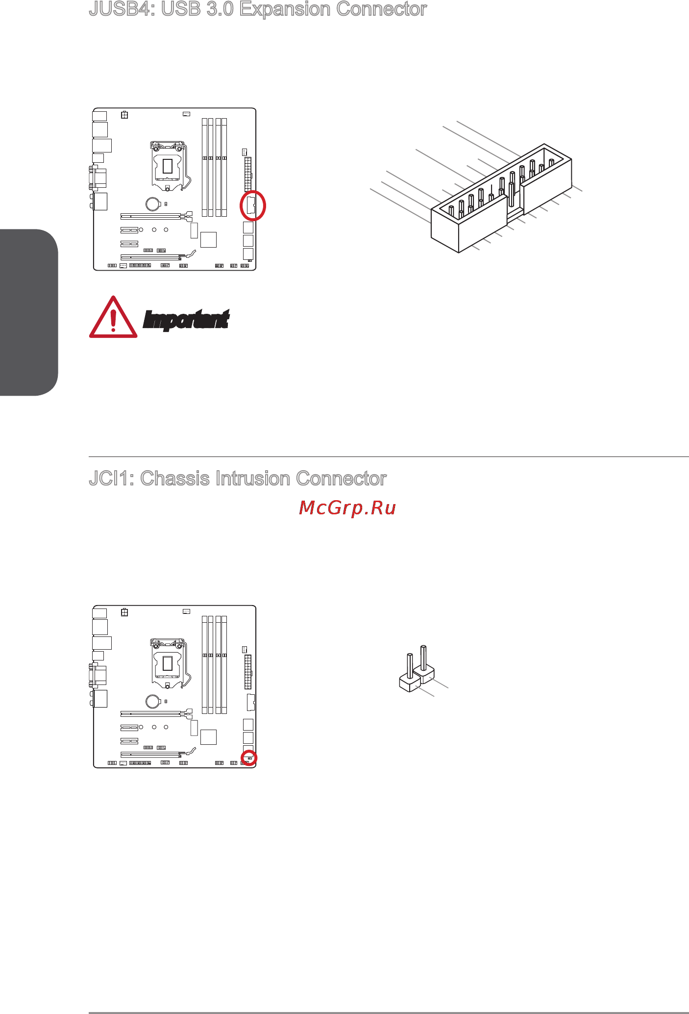 MSI h97m-g43 [34/178] Note that the vcc and gnd pins must be connected correctly to avoid possible damage