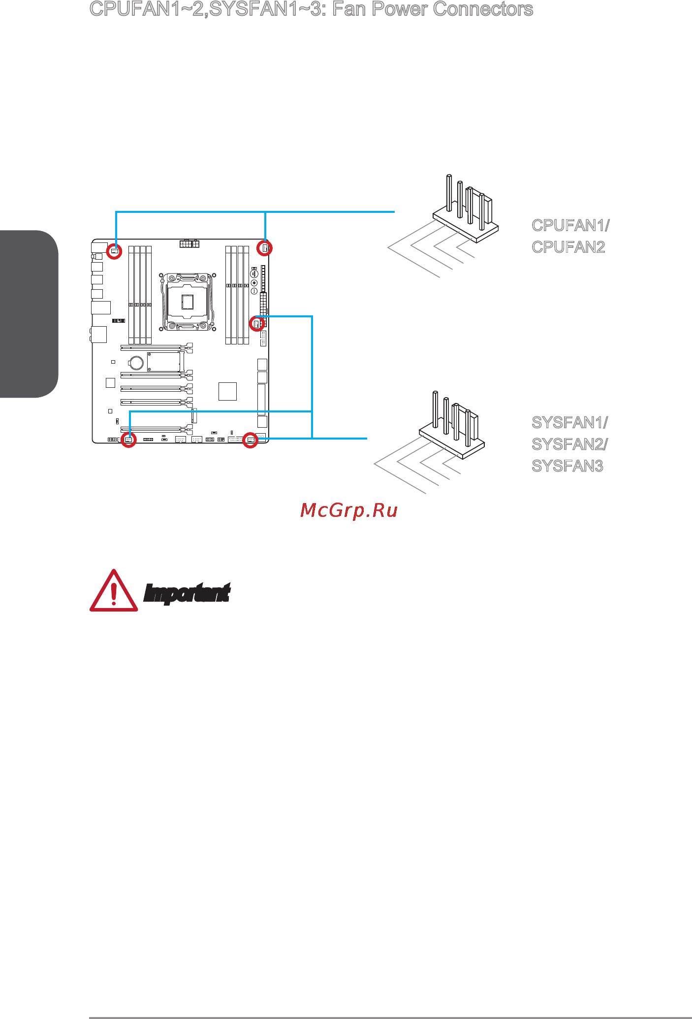 MSI x99a gaming 9 ack [36/244] Cpufan1 2 sysfan1 3 fan power connectors