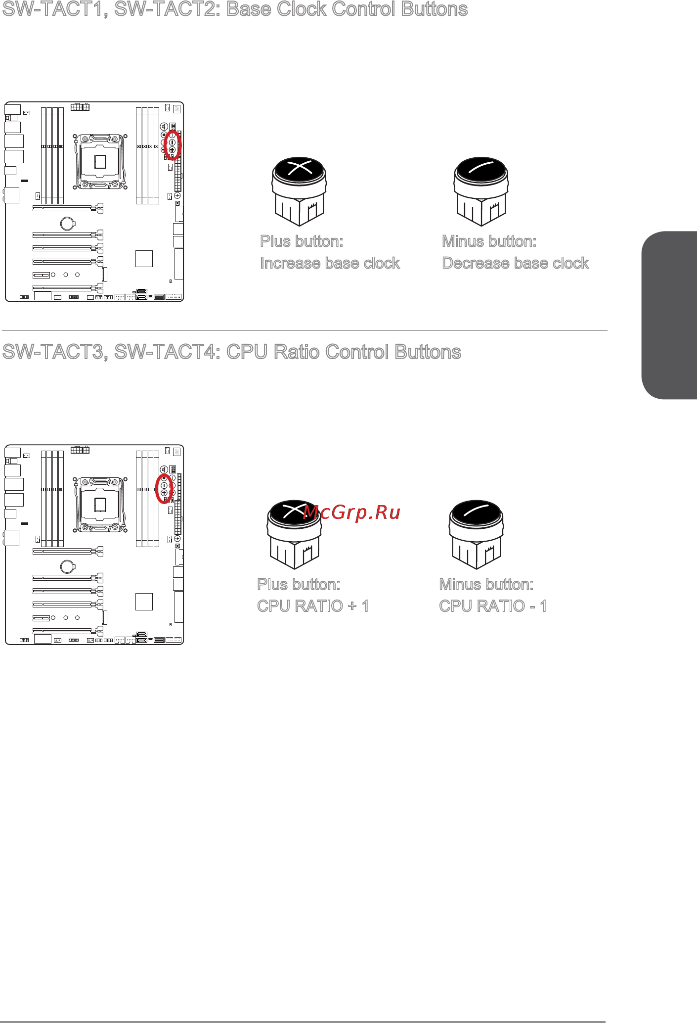MSI x99a xpower ac [45/250] Sw tact1 sw tact2 base clock control buttons