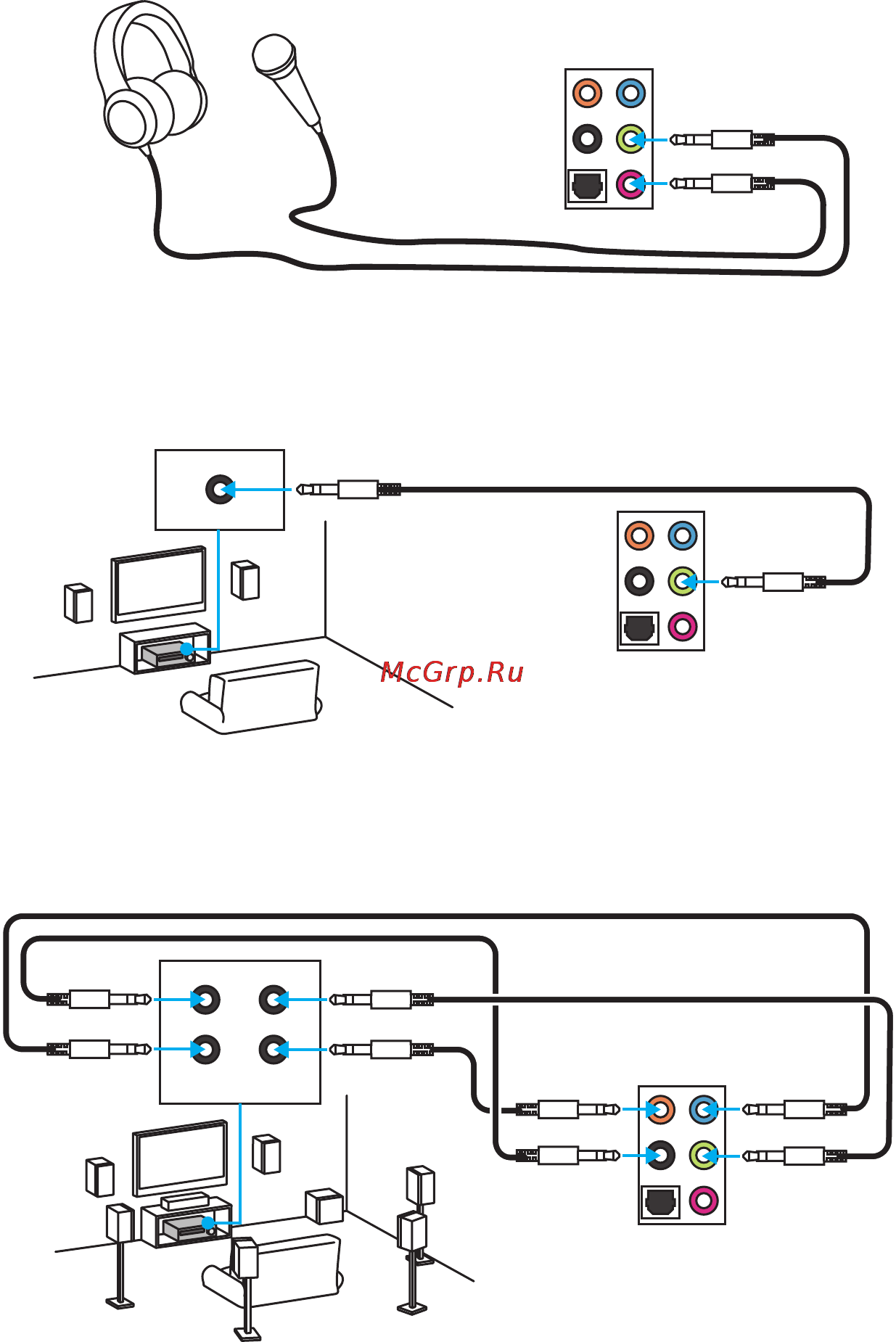 MSI h170m-a pro [18/142] Audio jacks to 7 channel speakers diagram