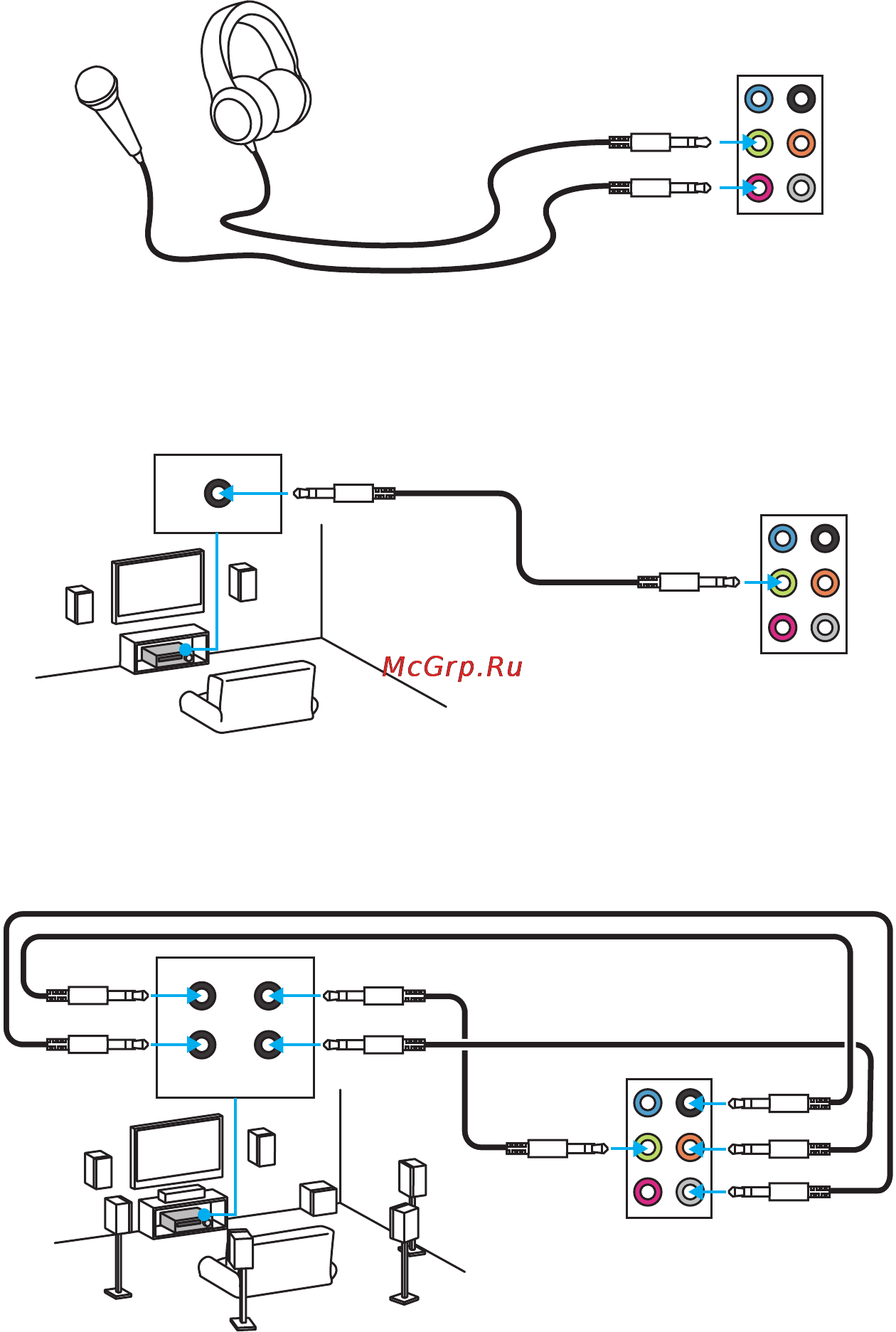 MSI z170a sli plus [23/84] Audio jacks to 7 channel speakers diagram