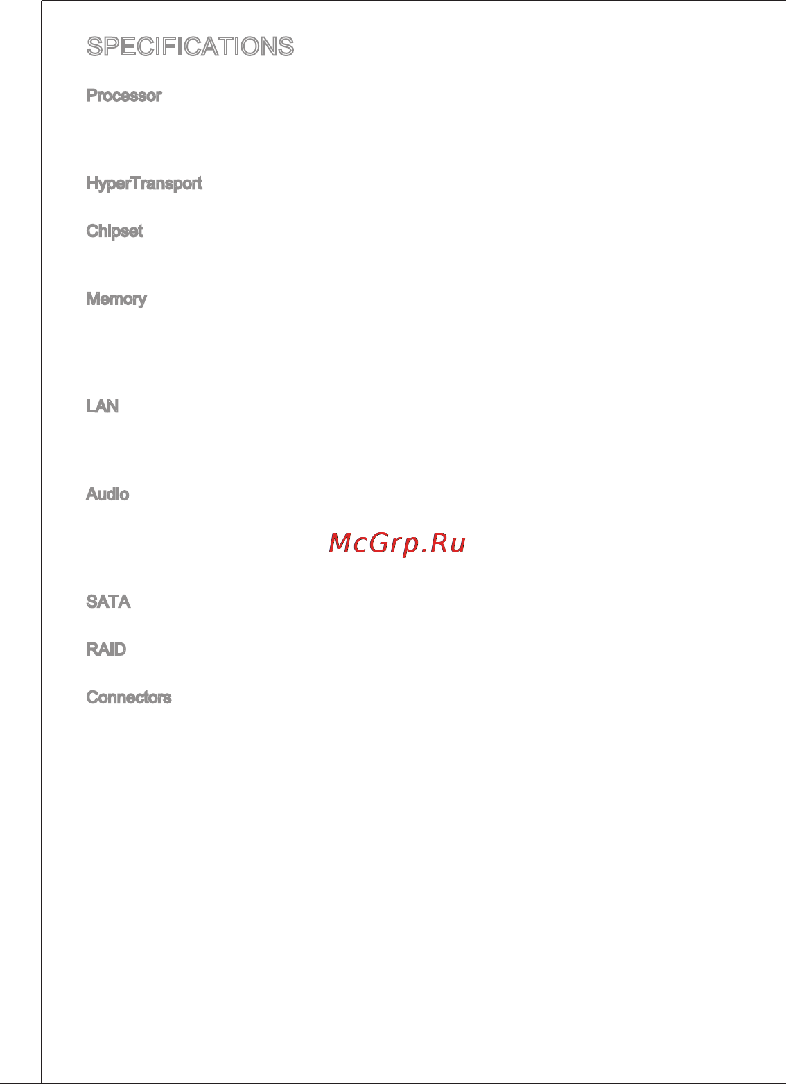 MSI 760GM-P23 (FX) [10/169] Specifications