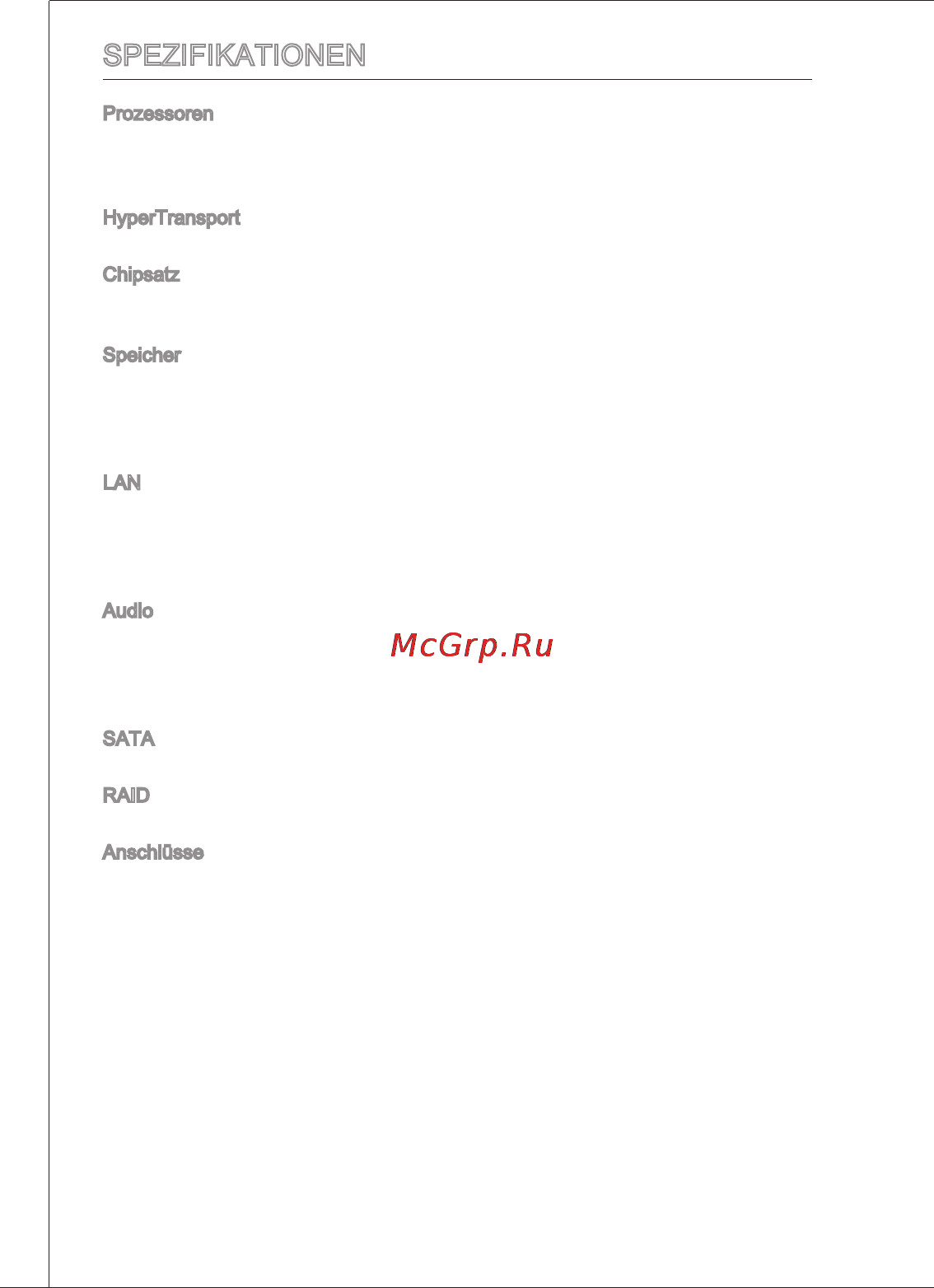 MSI 760GM-P23 (FX) [70/169] Spezifikationen