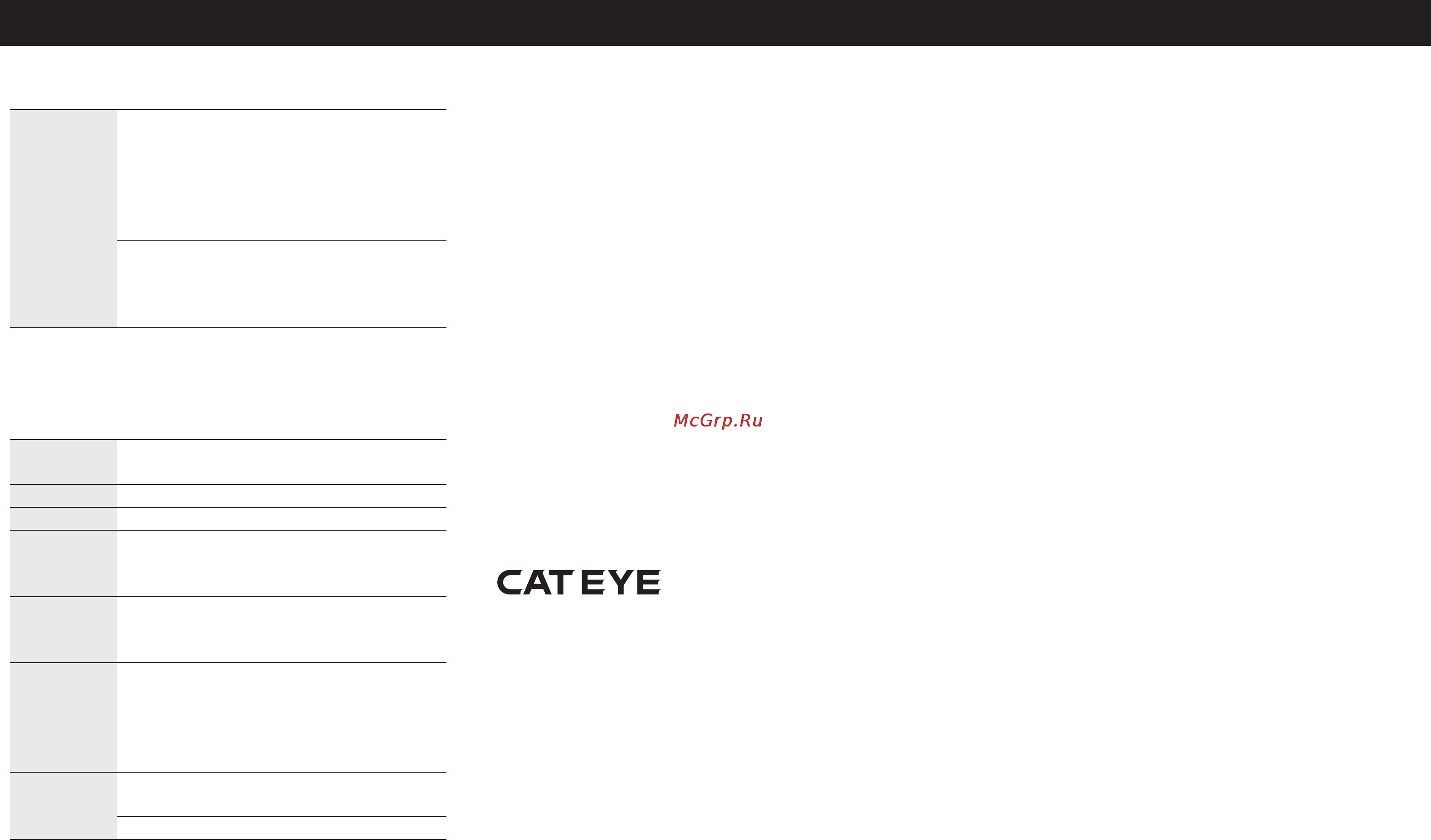 Cat Eye STRADA SLIM (CC-RD310W) [11/11] Инструкциипоэксплуатации