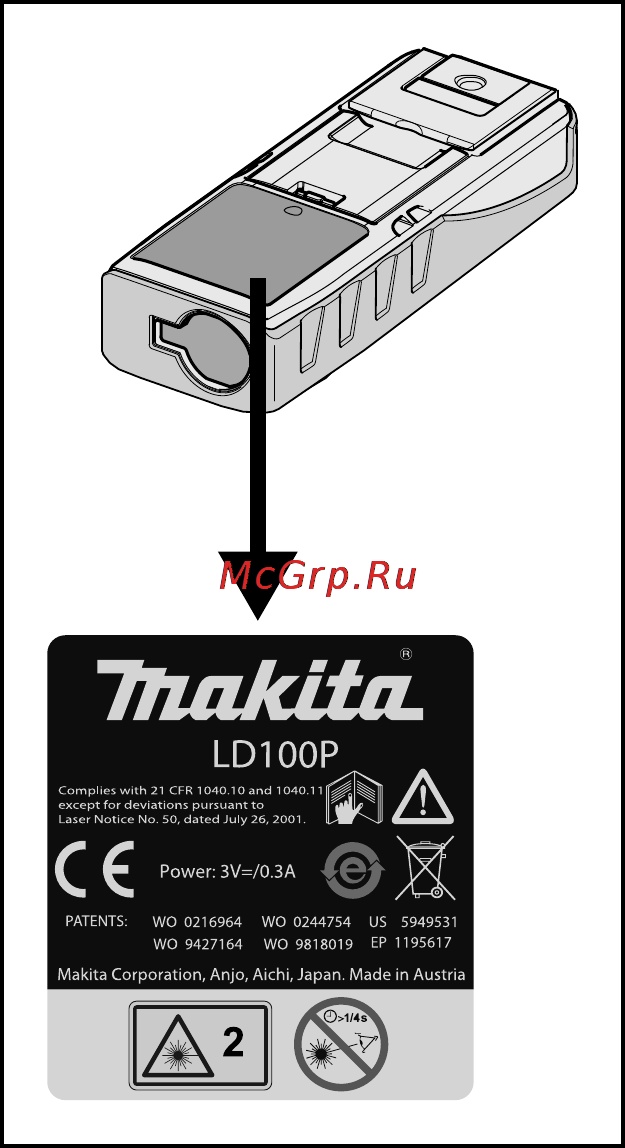 Makita LD100P Инструкция по эксплуатации онлайн [3/23] 159697