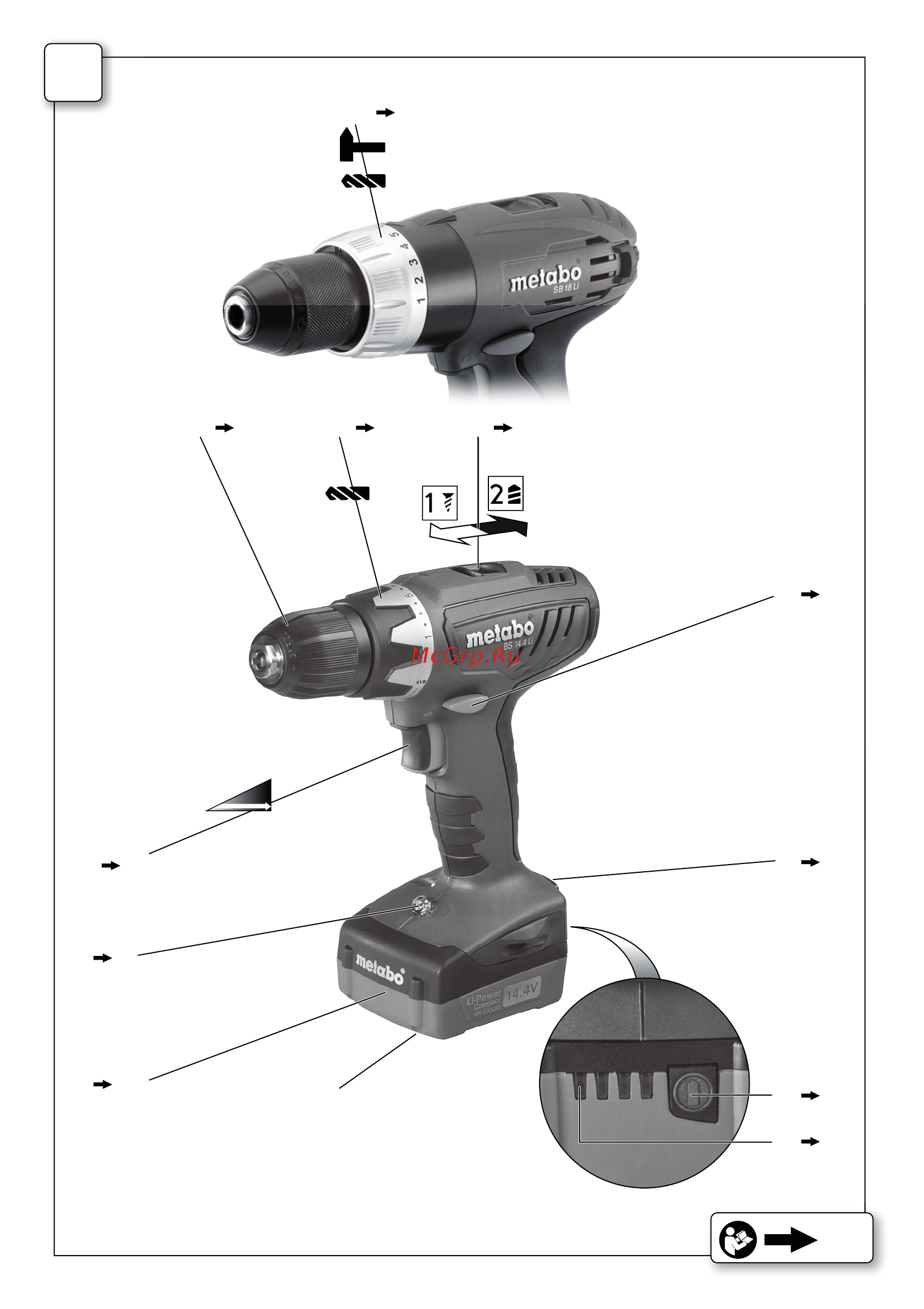 Metabo BS 18 Li 602116530 Инструкция по эксплуатации онлайн [2/58] 307566