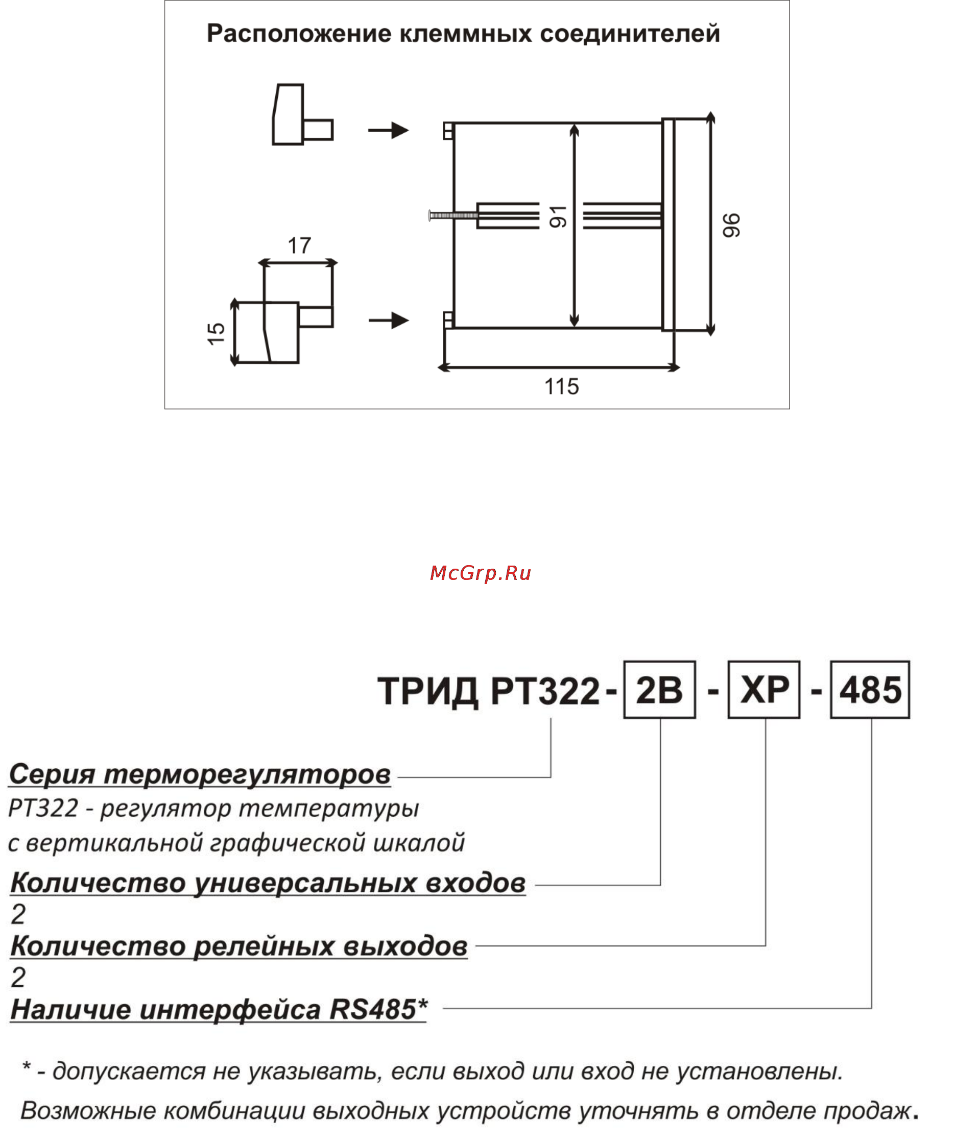ТРИД РТ 322-2В2Т2Р-485 [7/21] Маркировка и код заказа