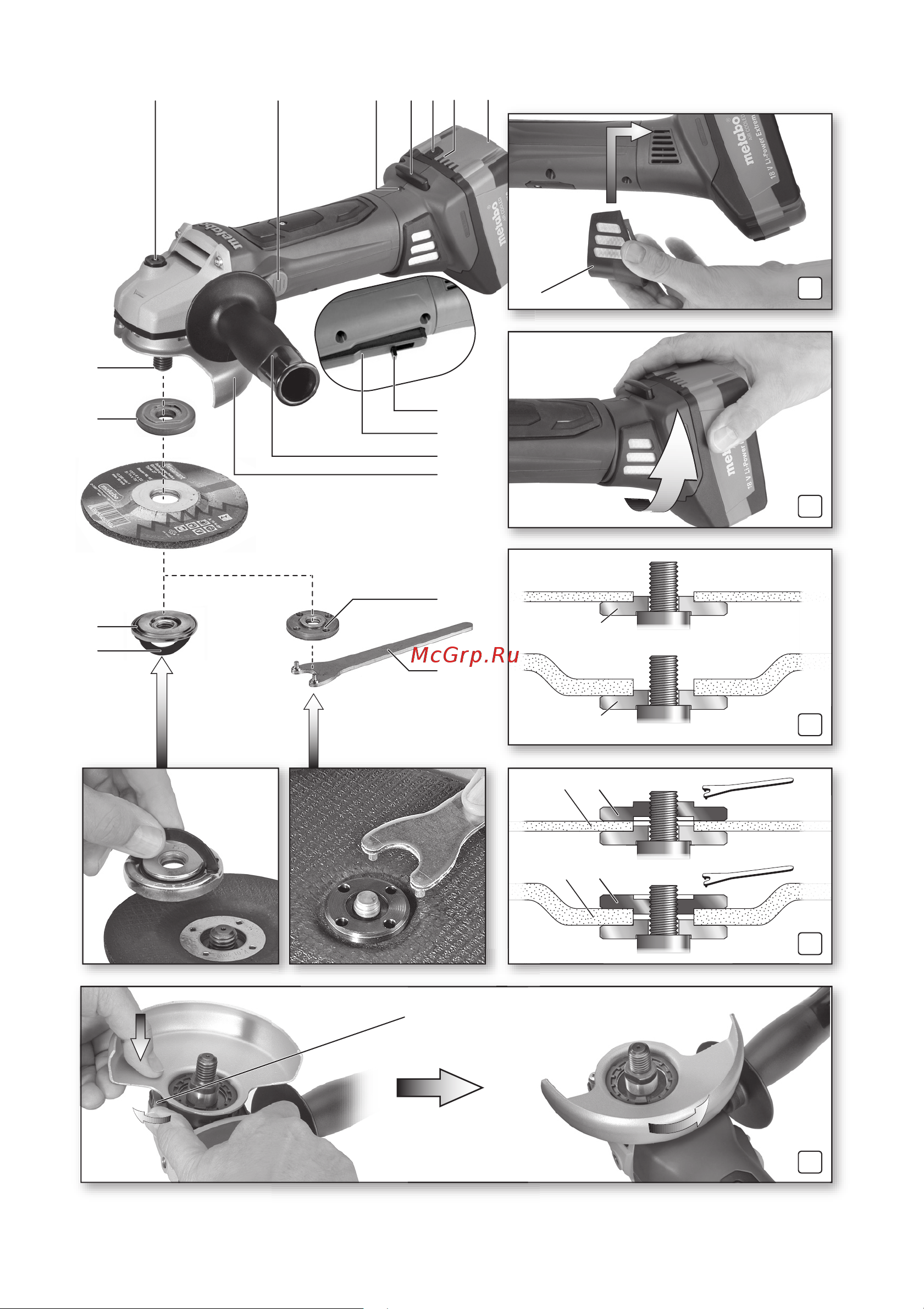 Metabo WB 18 LTX BL 125 Quick (T03360) Инструкция по эксплуатации онлайн [2/120] 502044