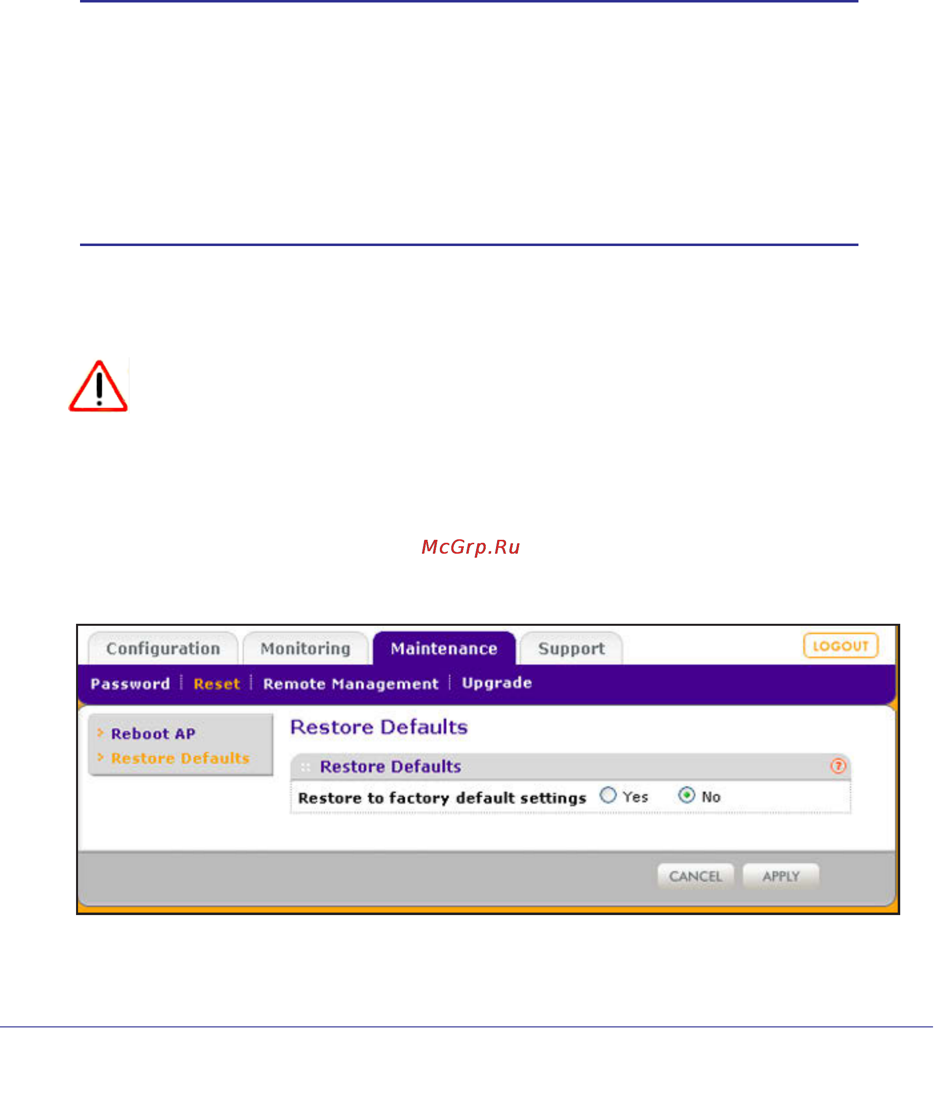 Netgear wndap360-100pes [66/133] Use the web management interface to restore factory default settings