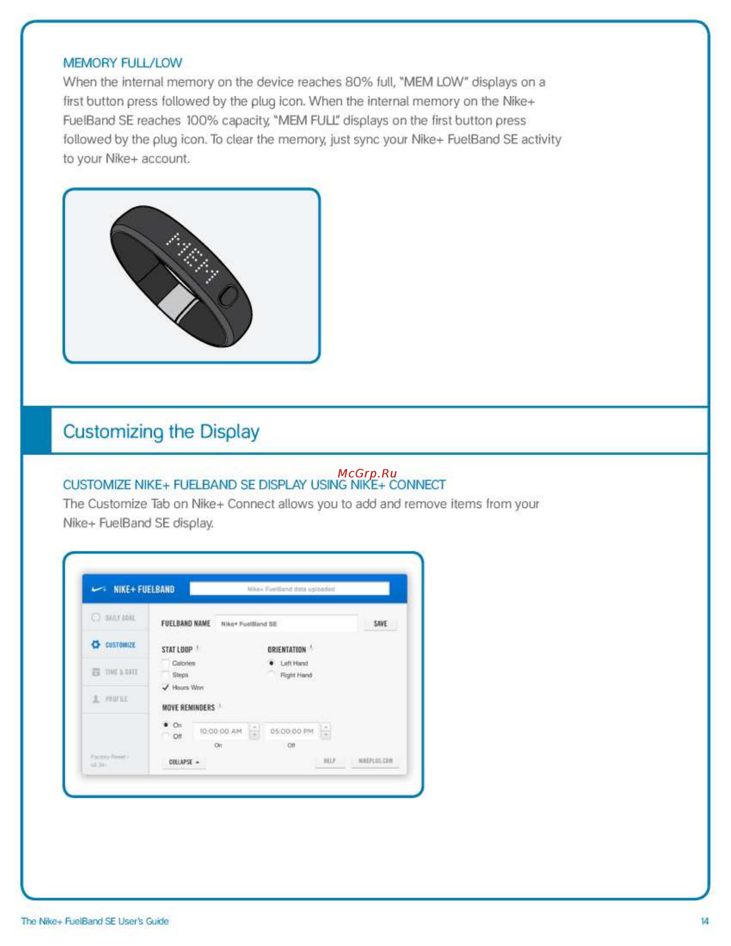 Nike + fuelband se m/l, черный Инструкция по эксплуатации онлайн [14/28] 160274