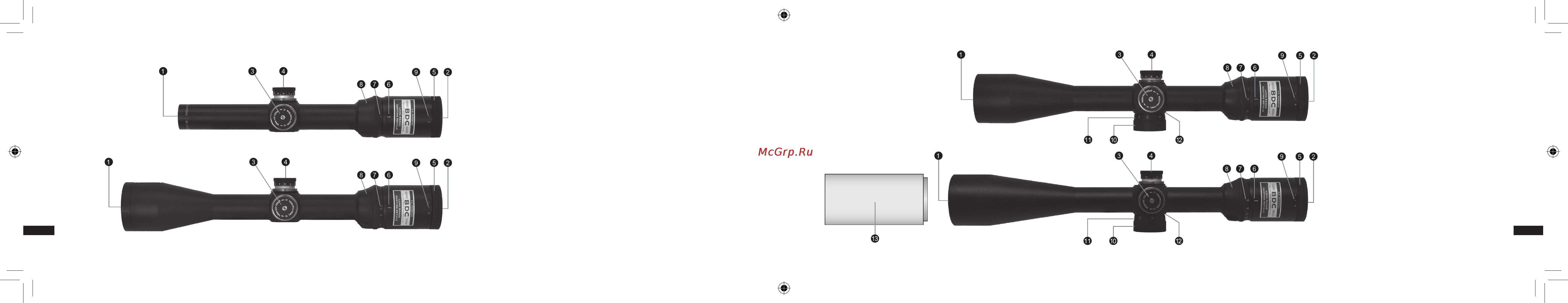 Nikon monarch 3 2.5-10x50 w/bdc [102/114] Denumirea componentelor