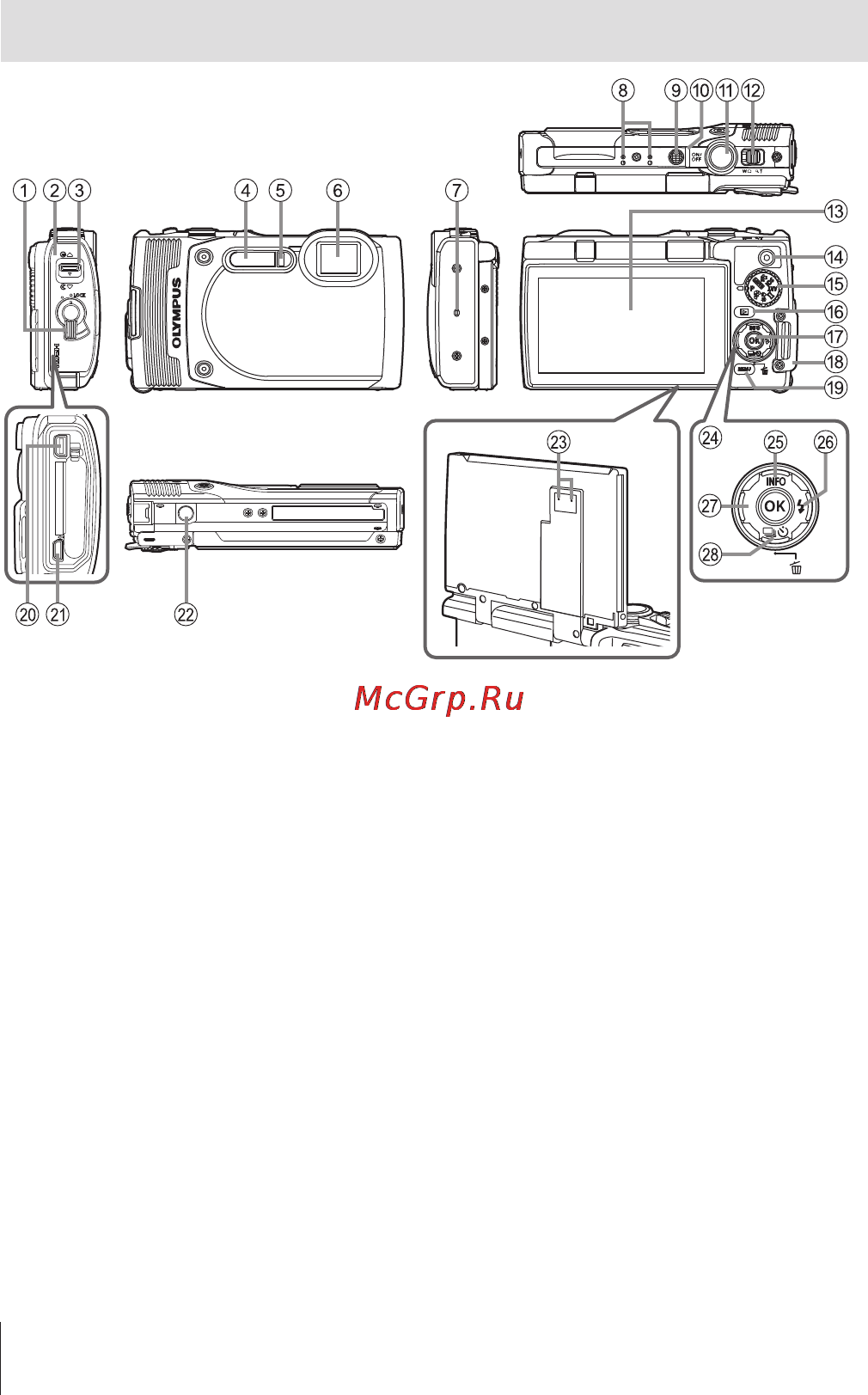 Olympus tough tg-850 ihs white [4/111] Names of parts