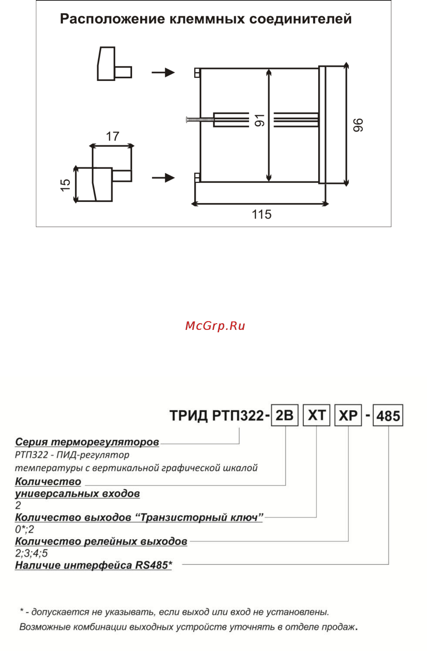 ТРИД РТП 322-2В2Т2Р-485 [7/24] Маркировка и код заказа