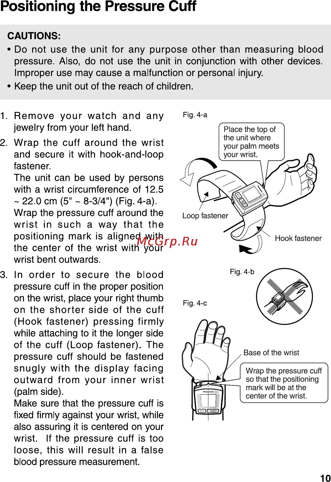 Panasonic EW 3006 [11/54] Positioning the pressure cuff