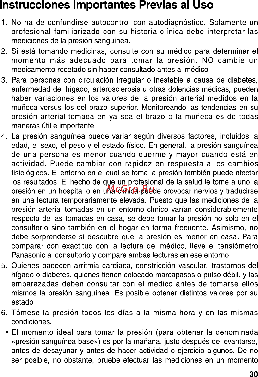 Panasonic EW 3006 [31/54] Instrucciones importantes previas al uso