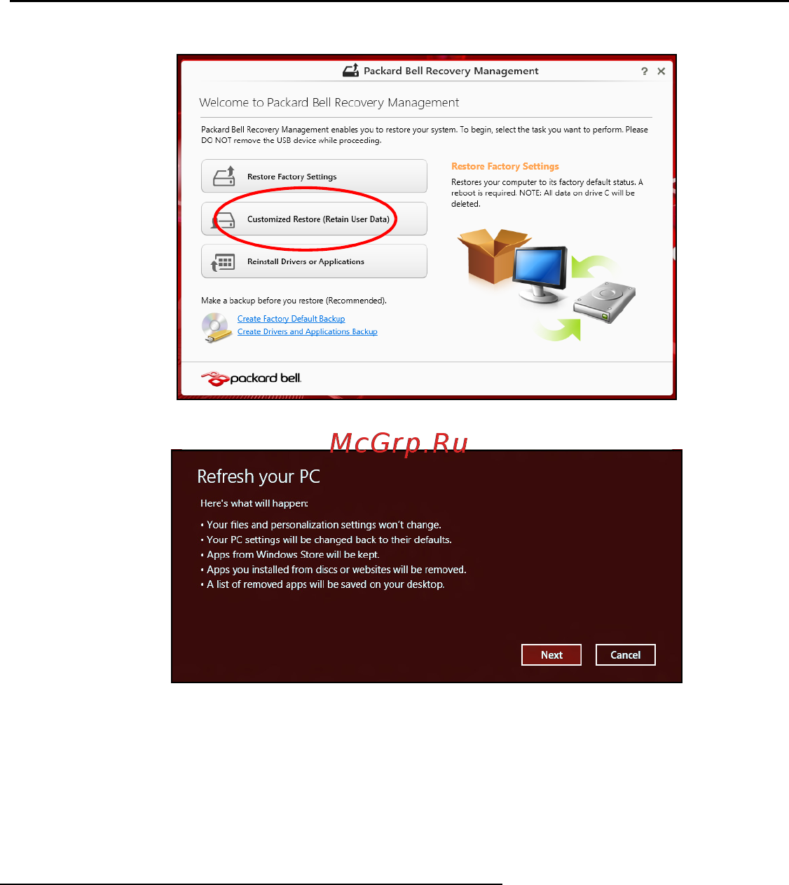 Packard Bell easynote lv11hc-33126g50mnks, nx.c26er.002 [145/920] Recuperare da un backup di recupero
