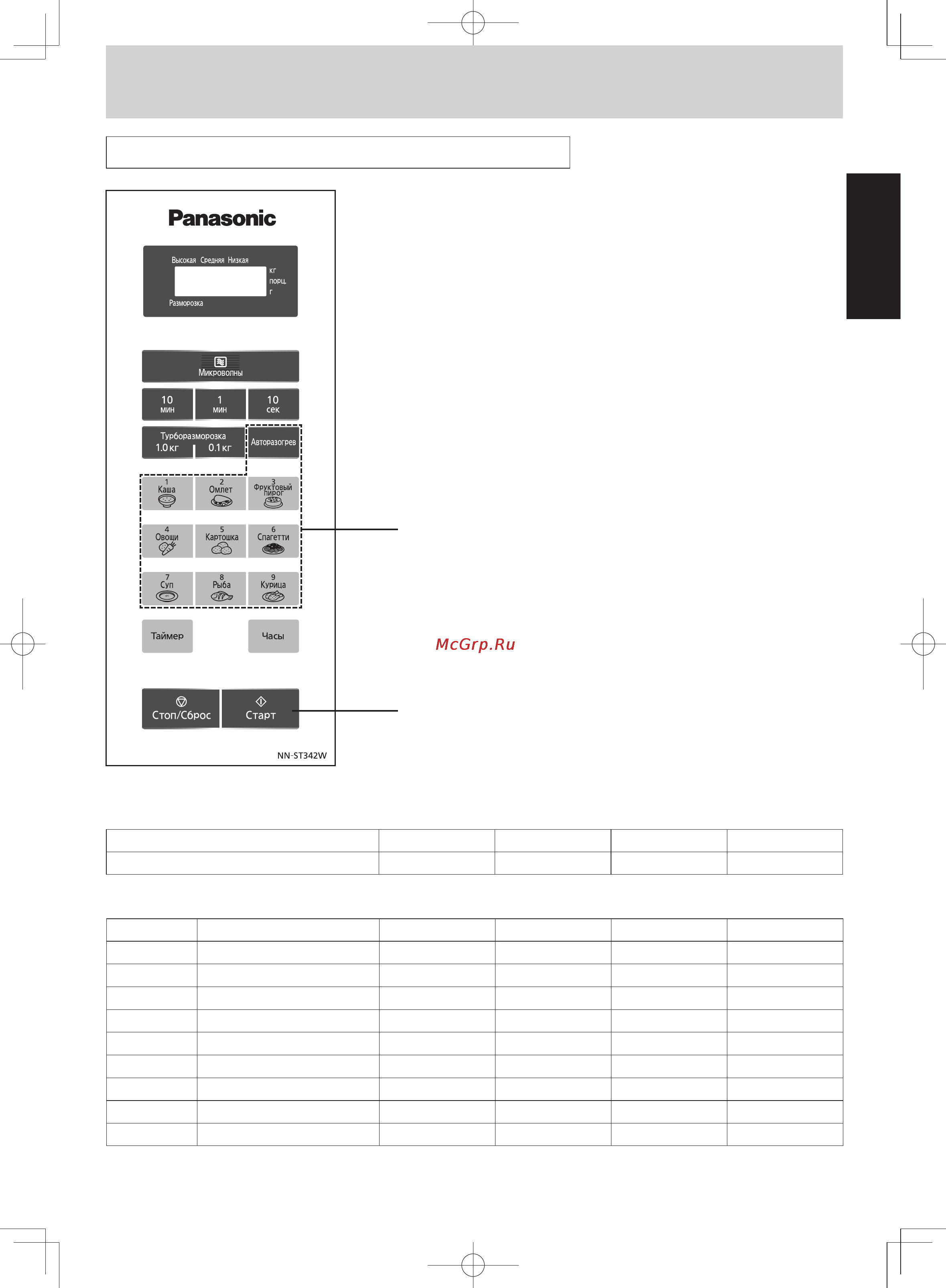 Panasonic NN ST342M [13/121] Operation
