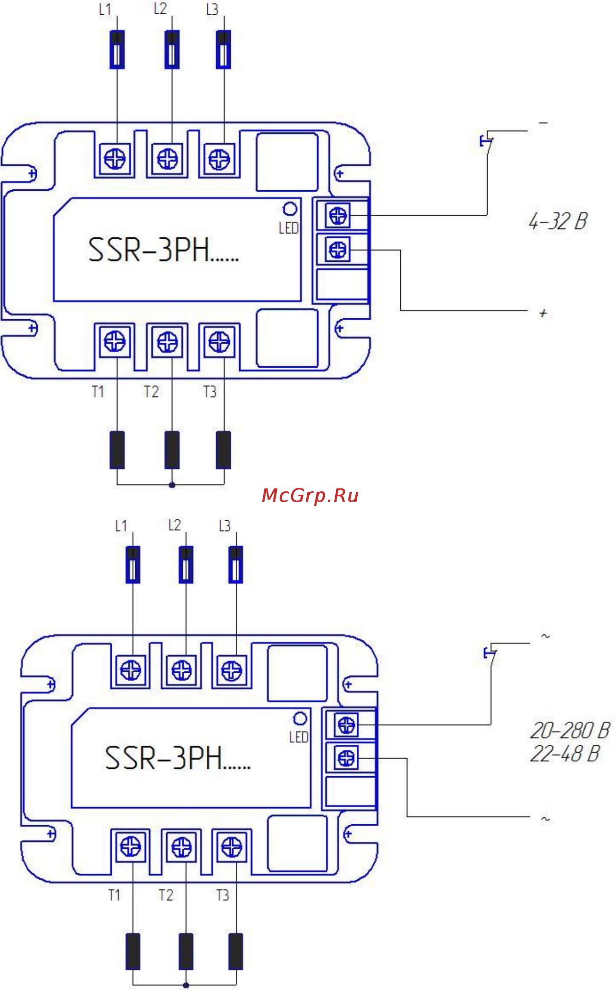 ТРИД SSR-3PH60АA-H [3/5] Схема подключения