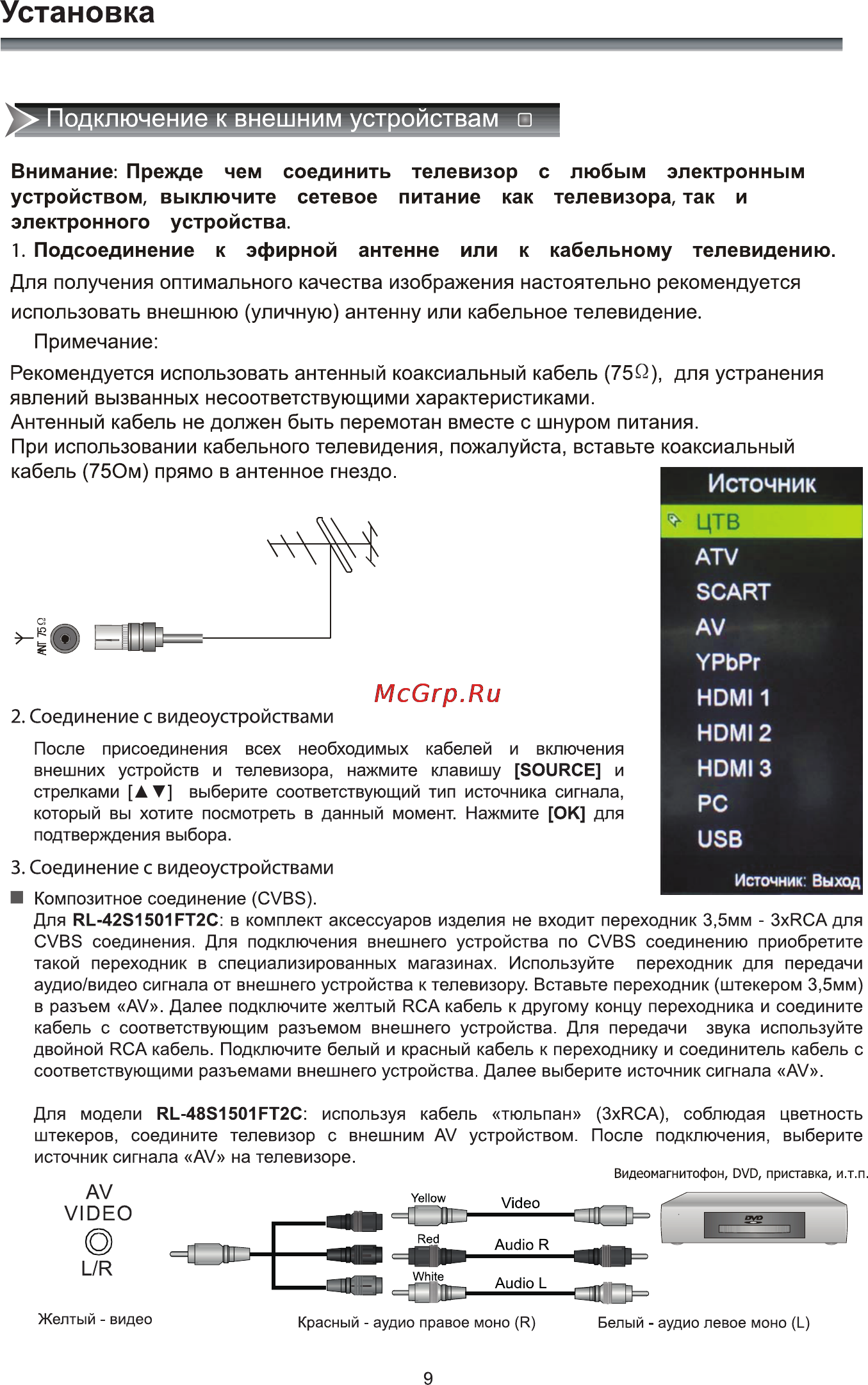 Rolsen RL-48S1501FT2C [11/44] Установка