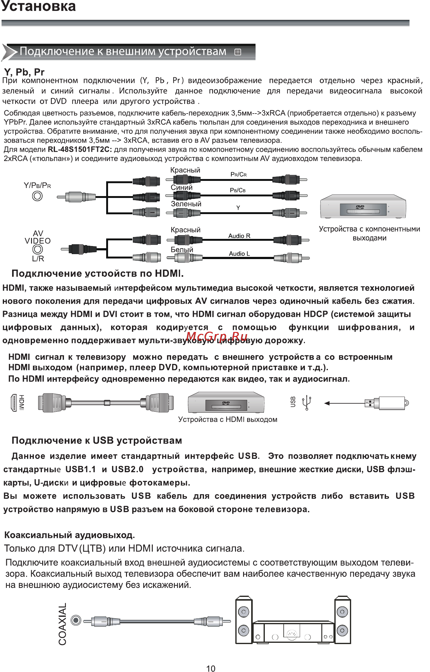 Rolsen RL-48S1501FT2C [12/44] Установка