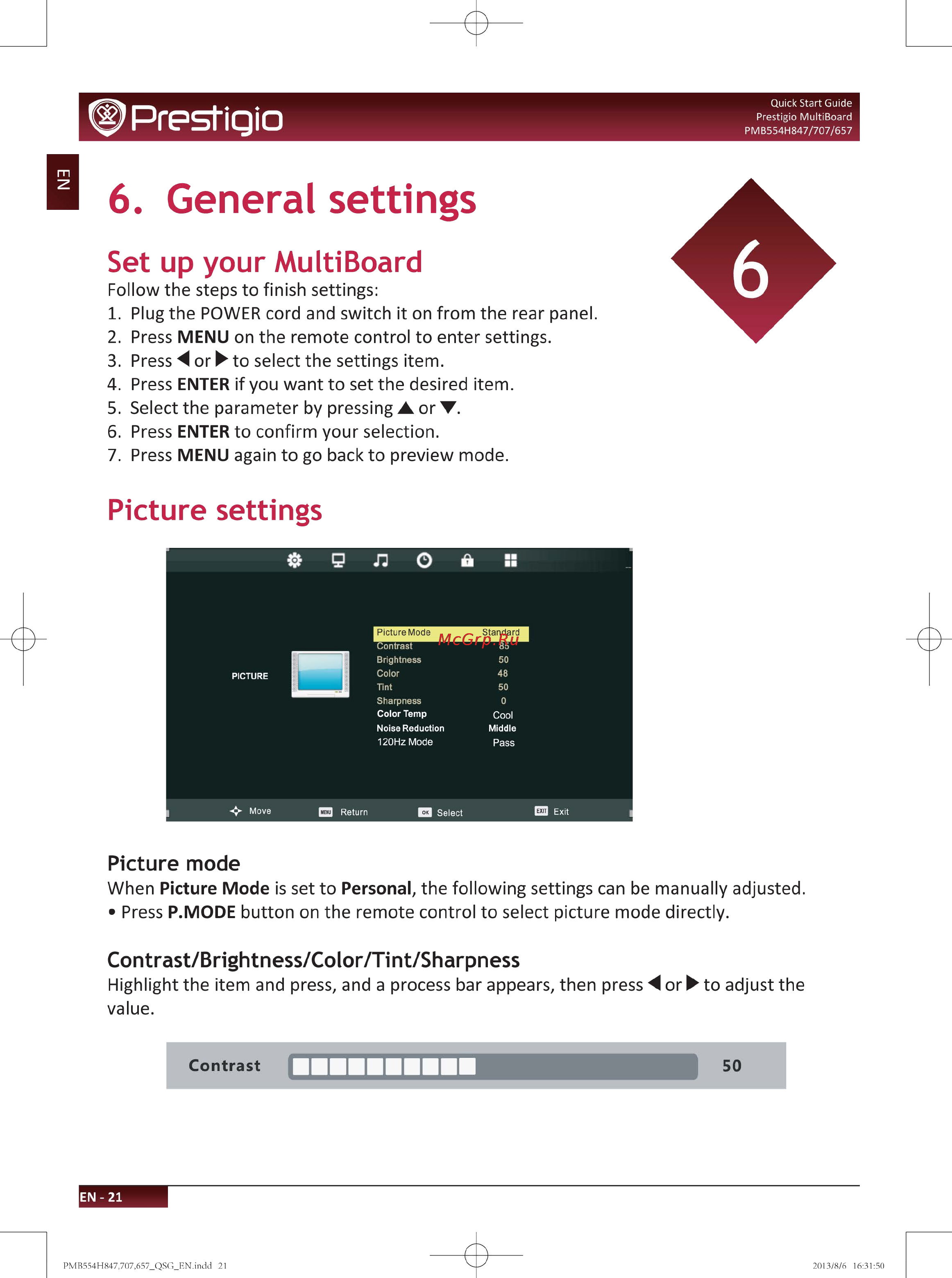 Prestigio multiboard 70” (pmb554h70) [24/35] General settings