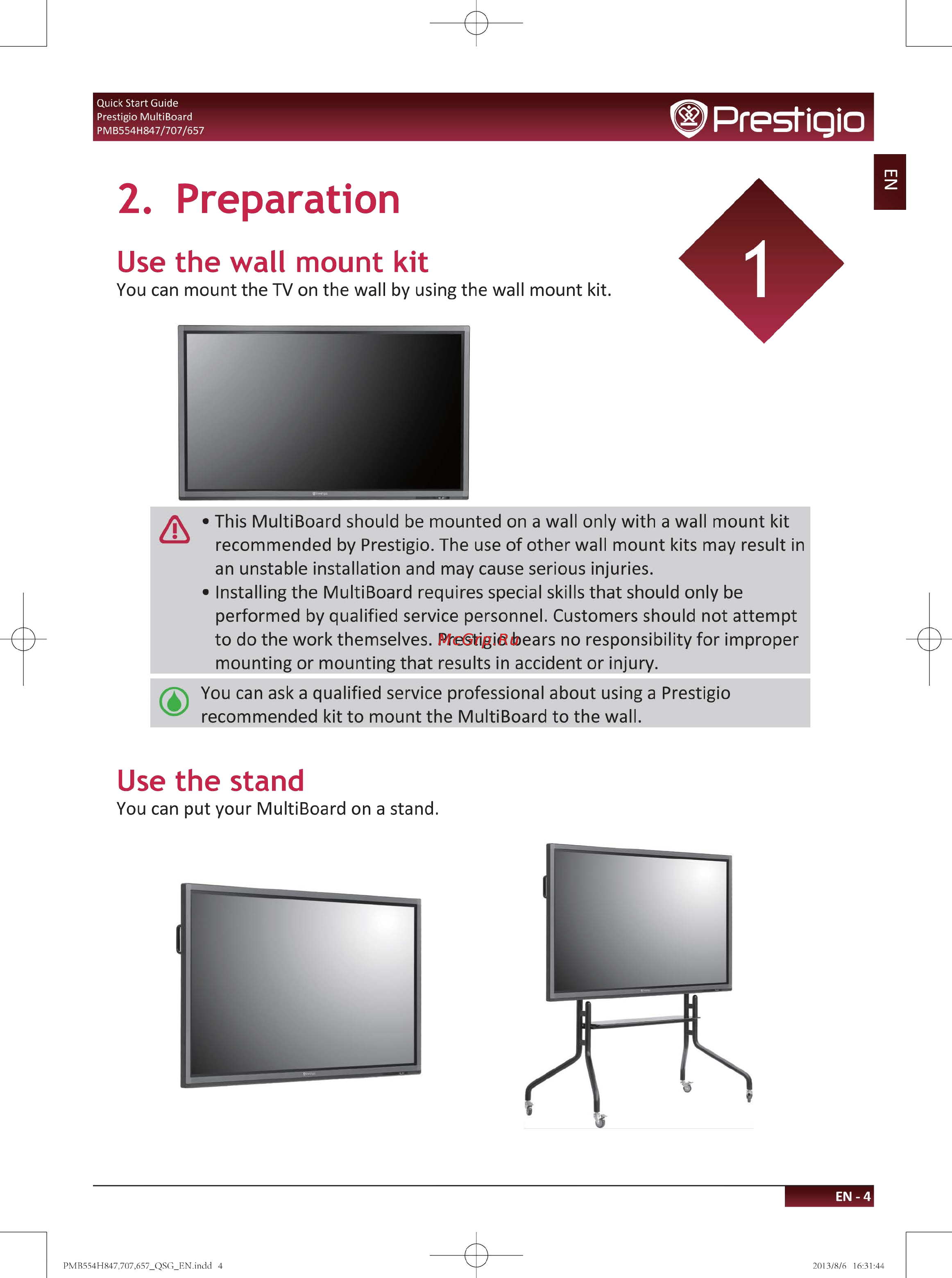 Prestigio multiboard 70” (pmb554h70) [7/35] Preparation