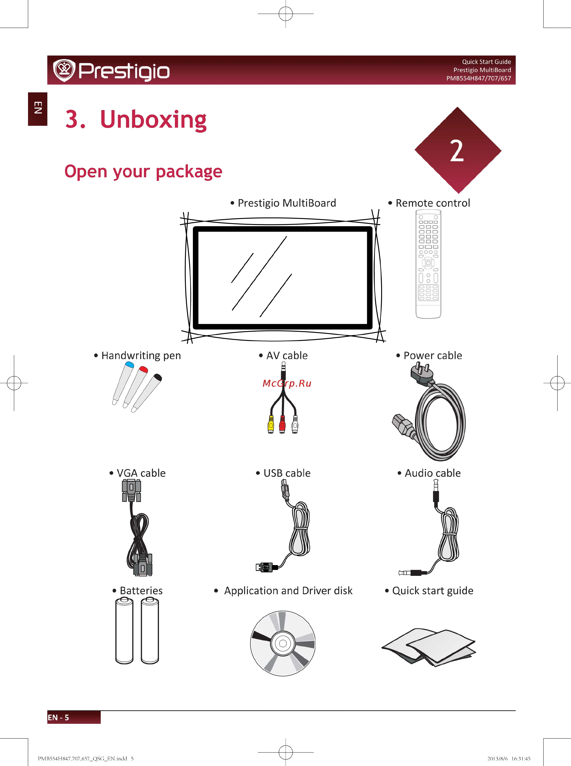 Prestigio multiboard 70” (pmb554h70) [8/35] Open your package