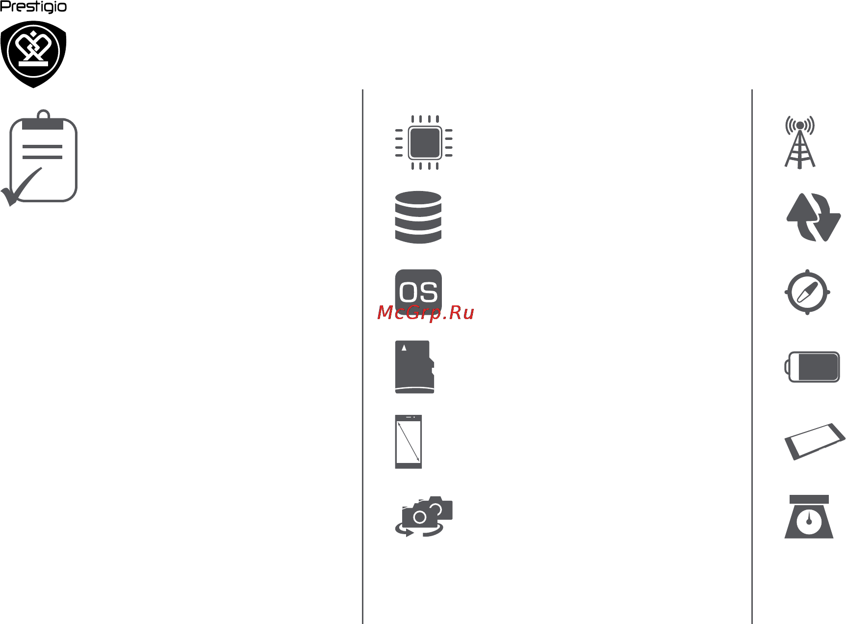Prestigio multiphone psp5455 duo white [37/39] Технические характеристики
