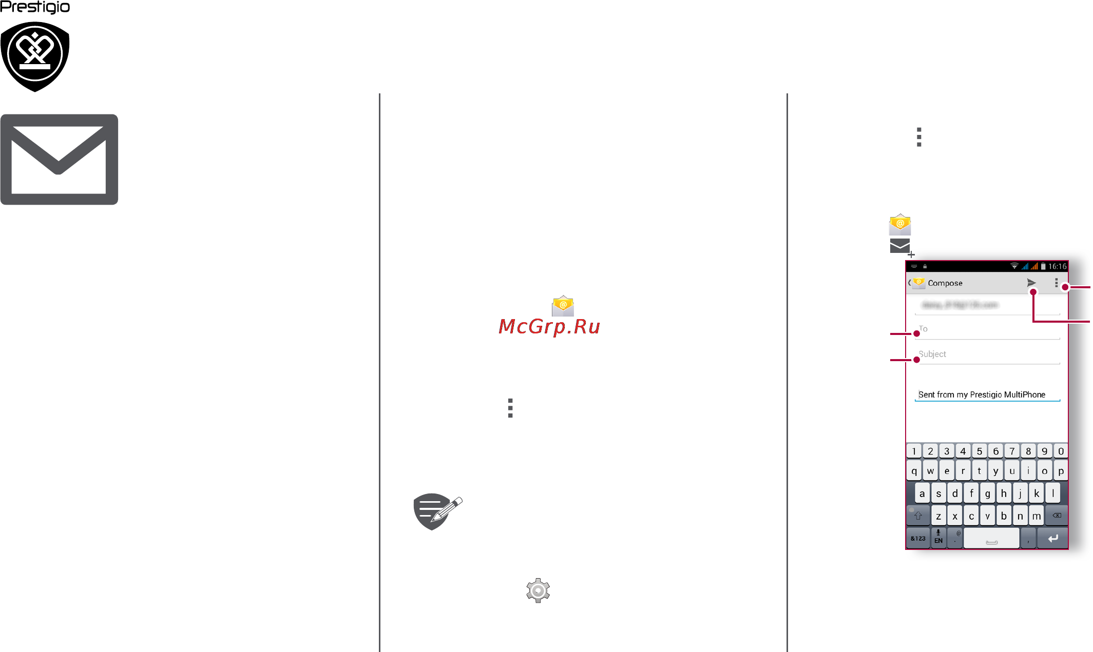 Prestigio multiphone 5517 duo black [21/39] Создание учетной записи электронной почты