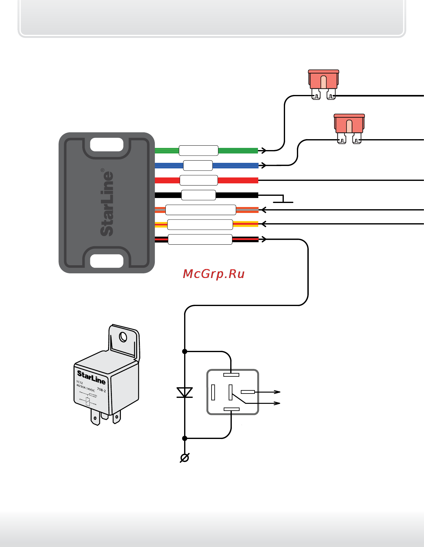 Starline A64 [78/126] Схема подключения кодового реле starline r3 к starline a64