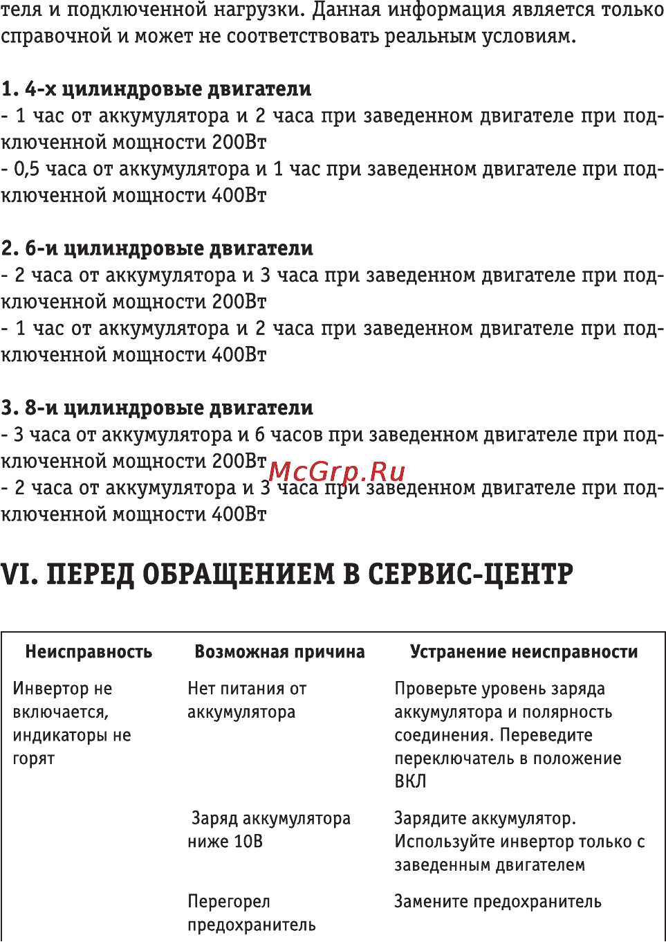 Roadweller rwi-400u2d-12v [10/16] Vi перед обращением в сервис центр