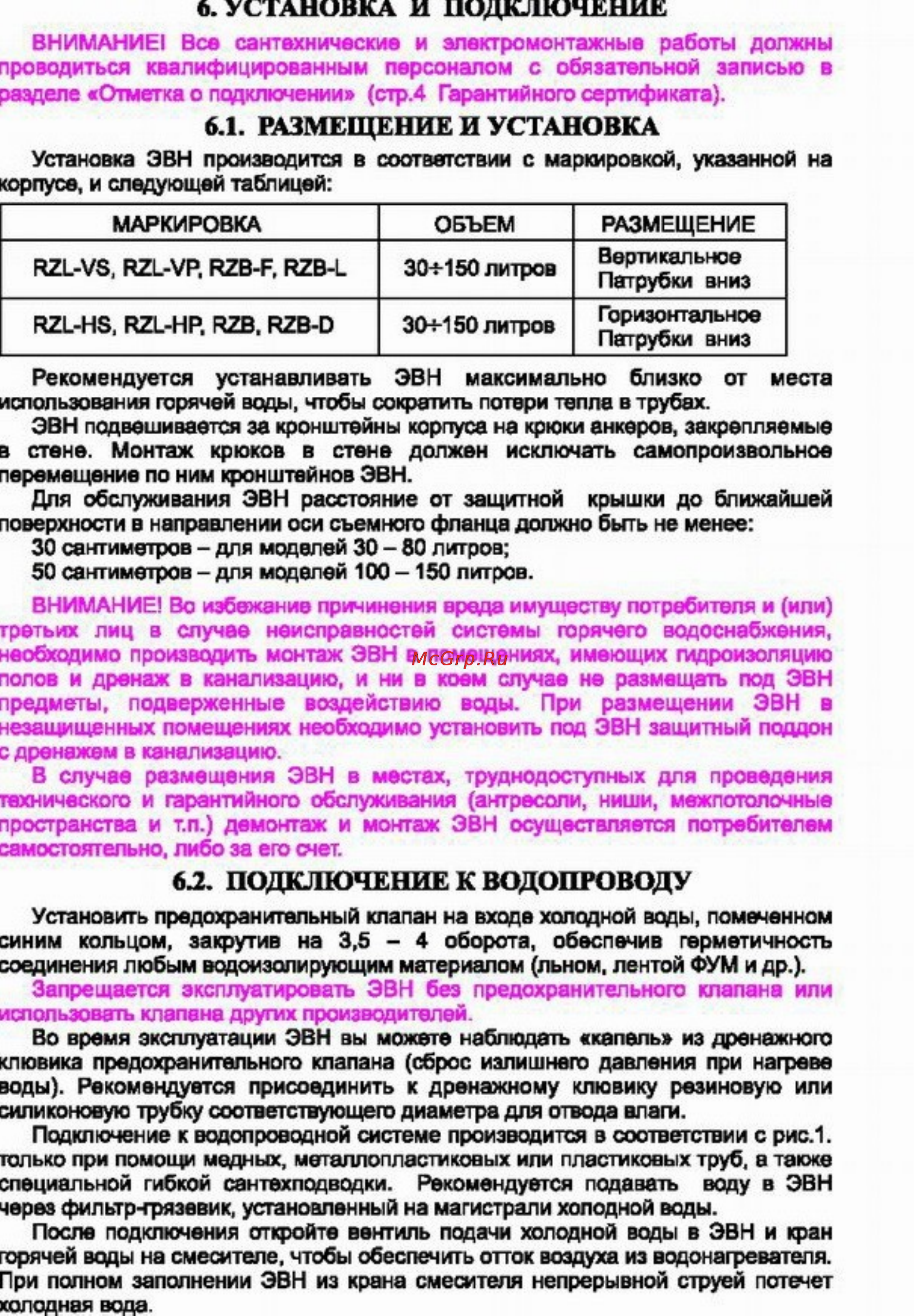 Термекс RZB 50-FV [4/8] Б установка и подключение