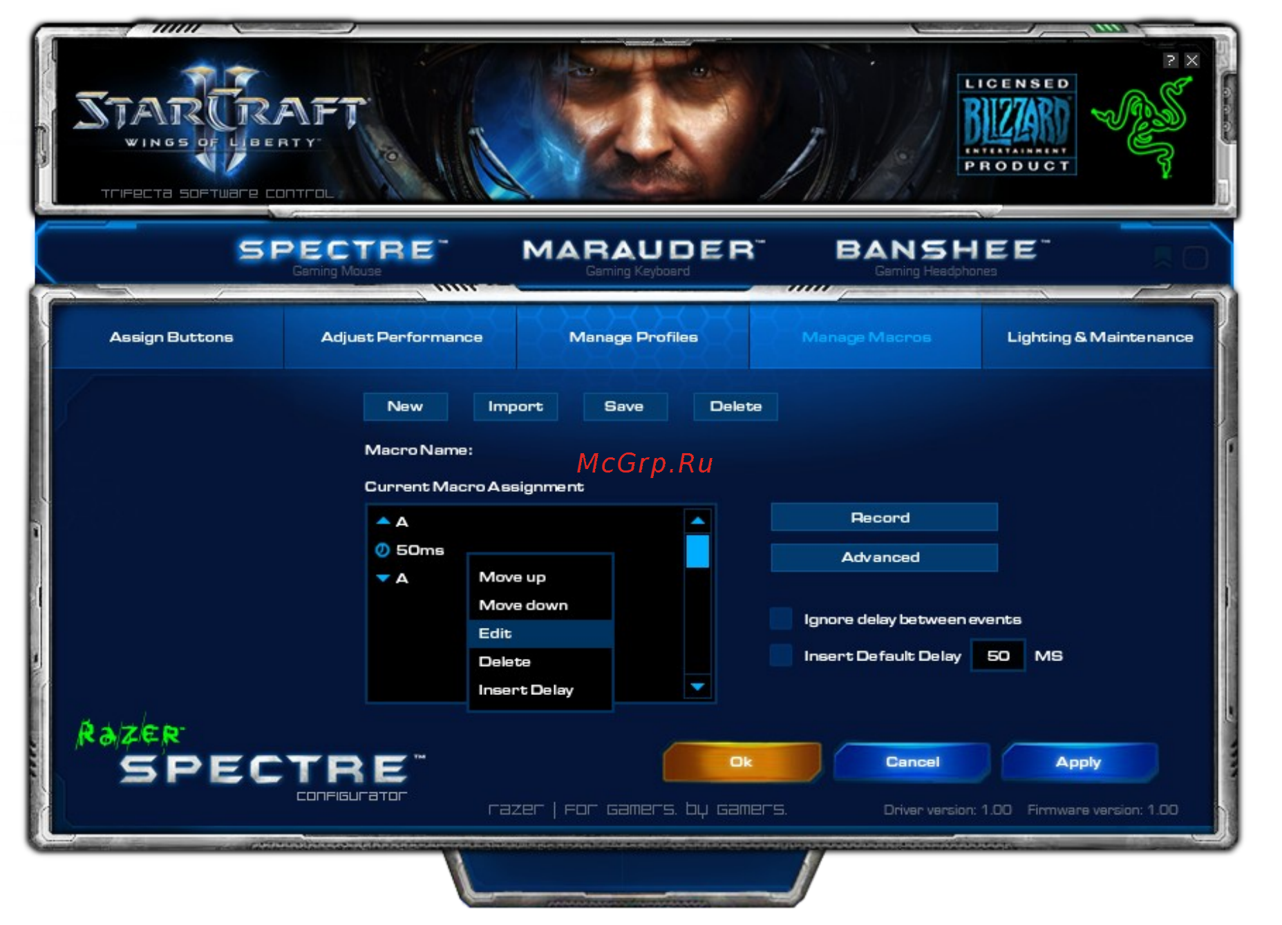 Razer Spectre StarCraft 2 Инструкция по эксплуатации онлайн [8/19] 33650