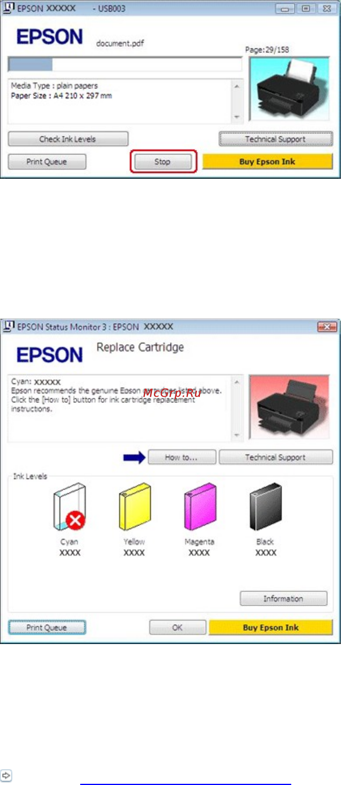 Epson Stylus SX130 [76/132] Работа с epson status monitor 3