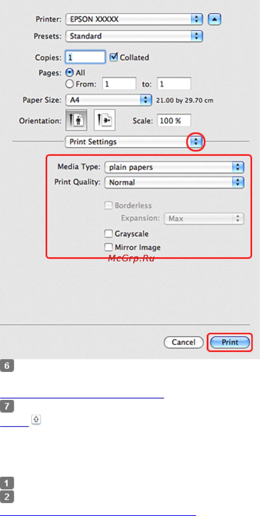 Epson Stylus SX230 [16/148] Настройки драйвера в mac os x 10