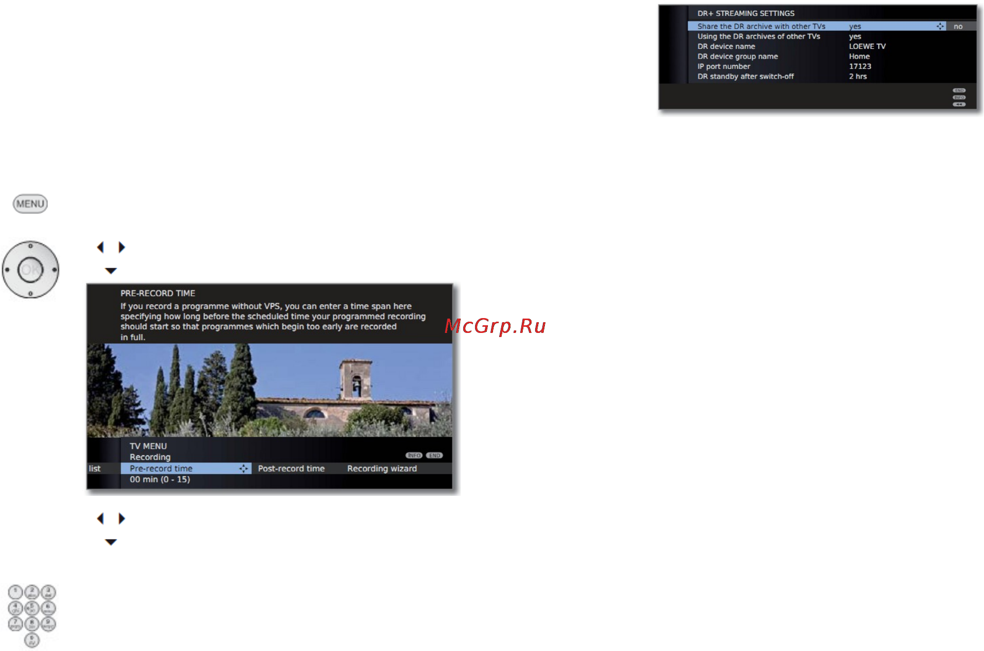 Loewe Connect 51408U82 White [123/231] Настройка параметров времени перед записью и после записи