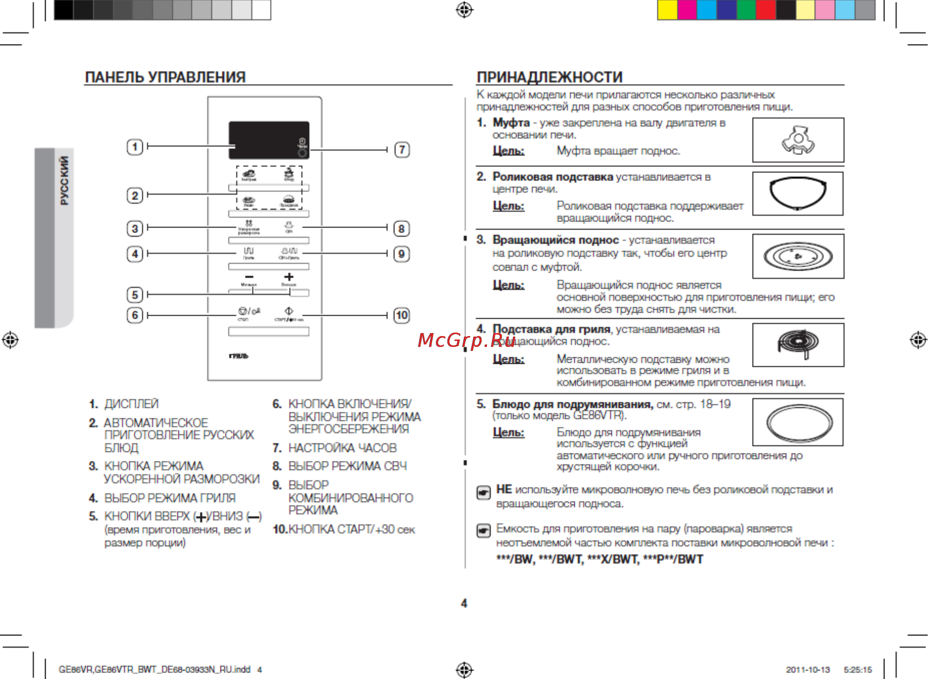 Samsung GE86VR-SSH [4/32] Панель управления
